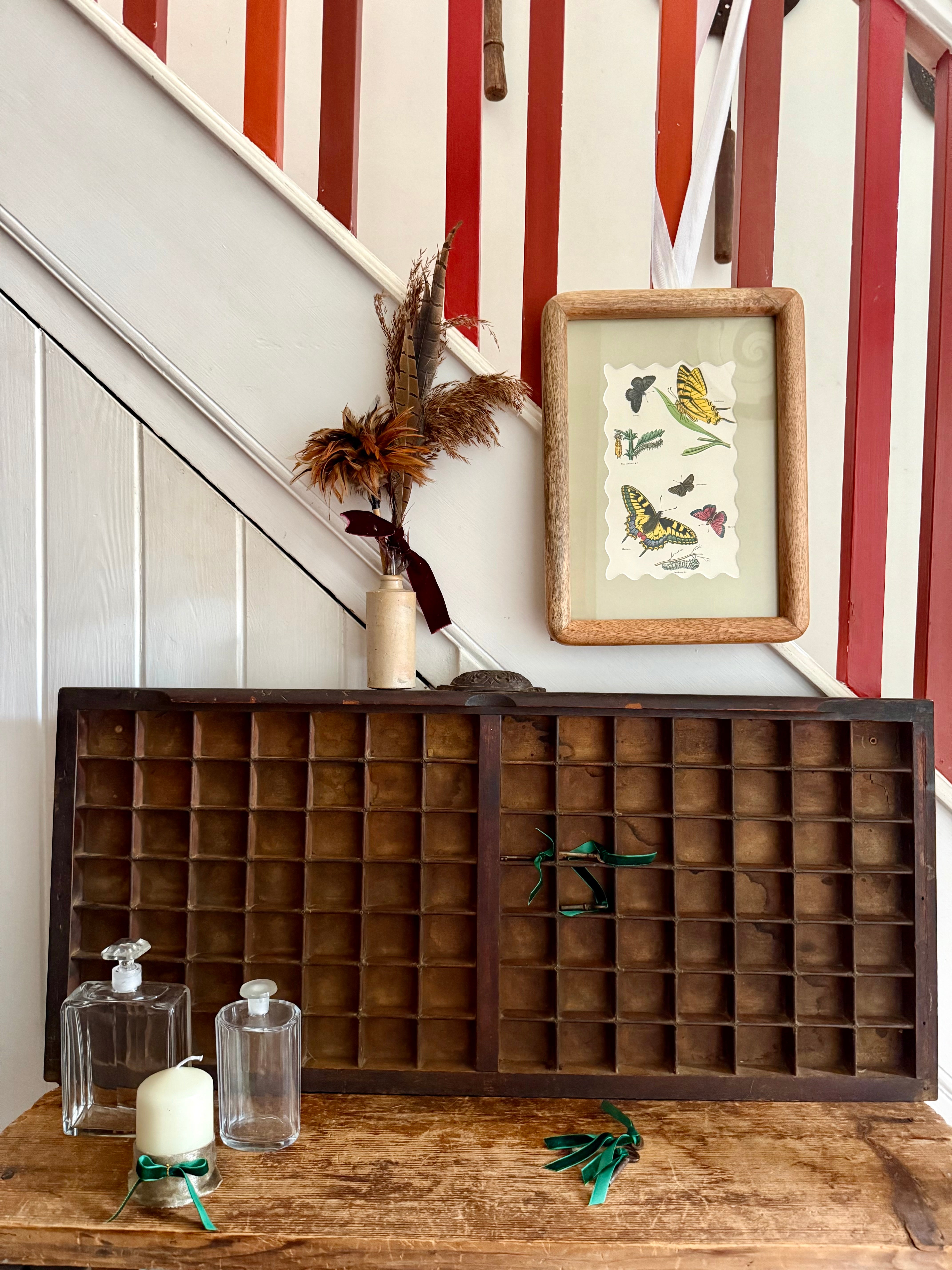 Large Vintage Printers Tray Drawer with Original Iron Decorative Handle