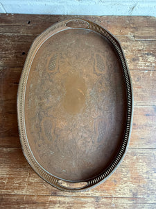 Early 20th Century Engraved Silver Plate on Copper Gallery Tray