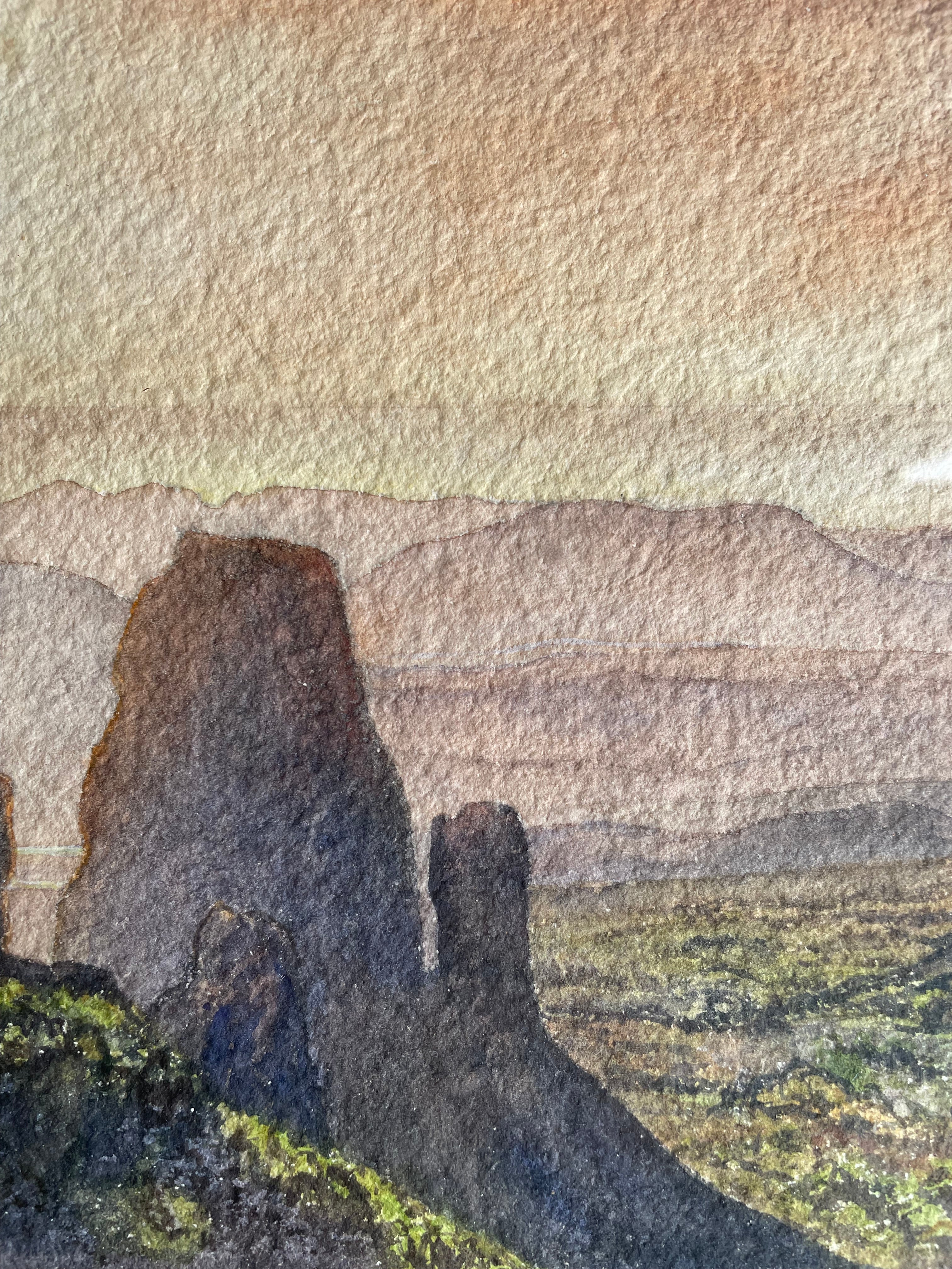 Sweeping Landscape: Signed Watercolour with Wooden Frame