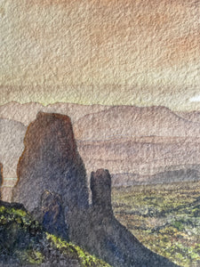 Sweeping Landscape: Signed Watercolour with Wooden Frame