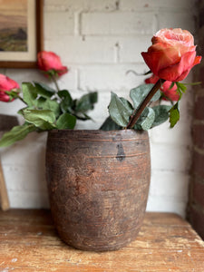 19th Century Hand-Carved Large Grain Pot