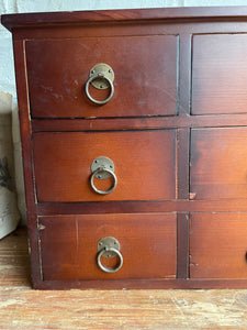 Vintage Miniature Lined Drawers with Metal Handles