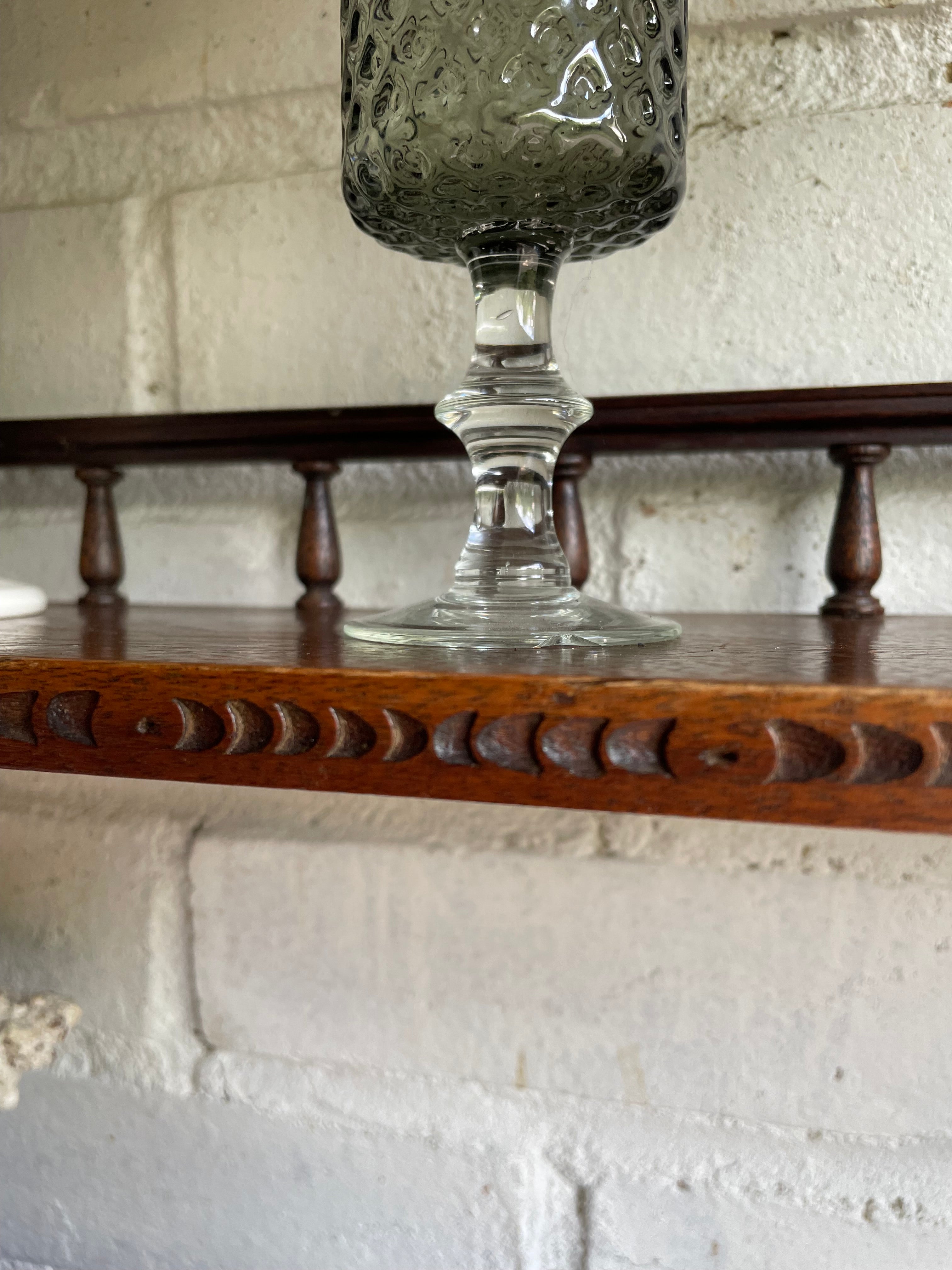 Arts & Crafts Wall Hanging Shelves with Carved Door Circa 1910