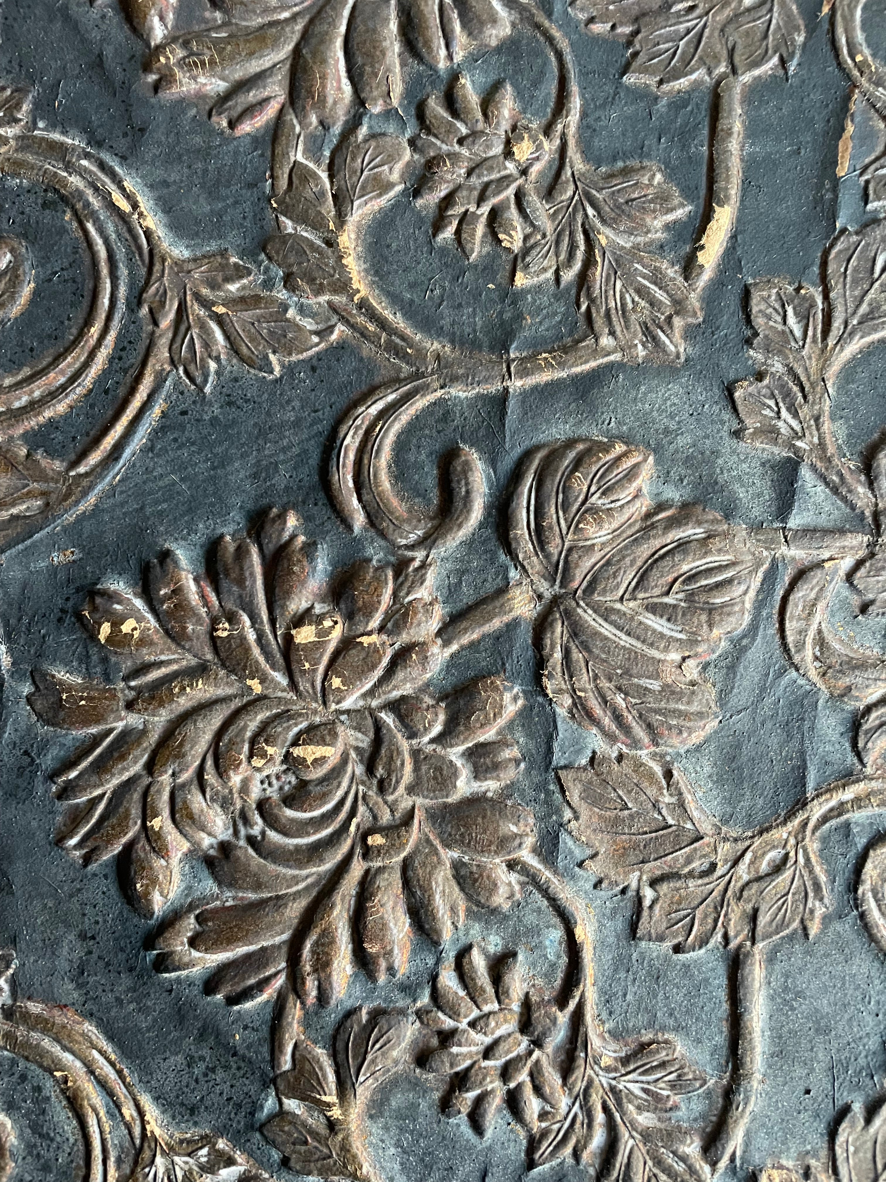 Timeworn Interior Decorators Sample Panel with Victorian Lincrusta Wallcovering