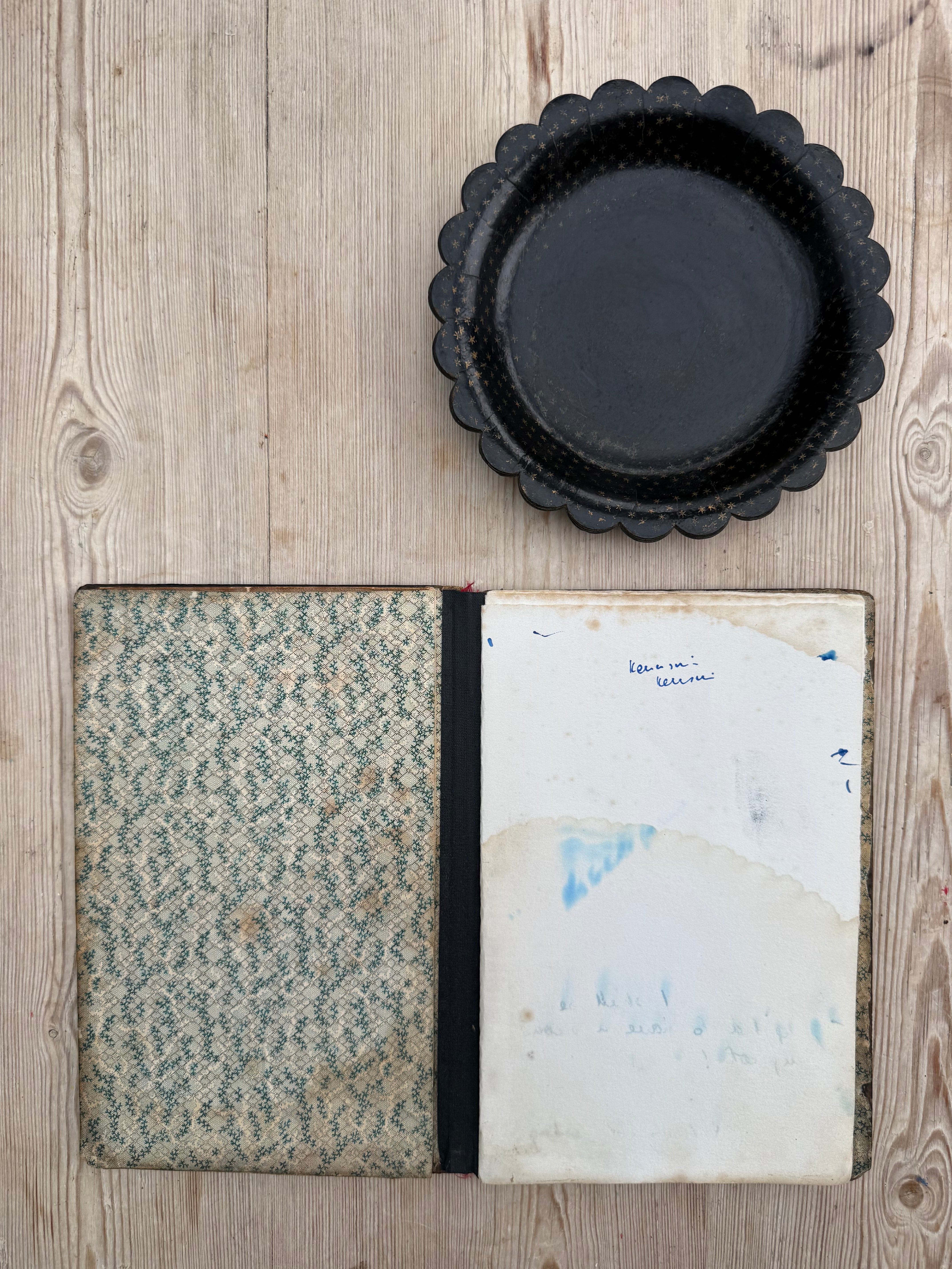 Circa 1890: Hand-Painted Papier Mache Blotting Pad with Mother of Pearl