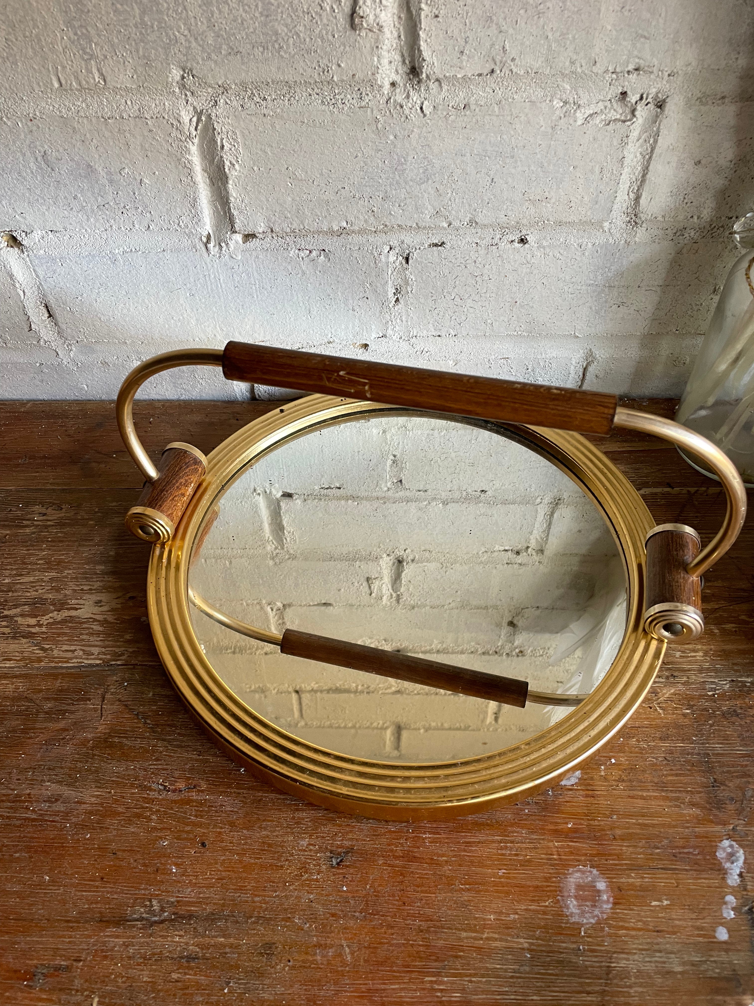 Art Deco Canapé Dish with removable glass dishes and mirrored tray