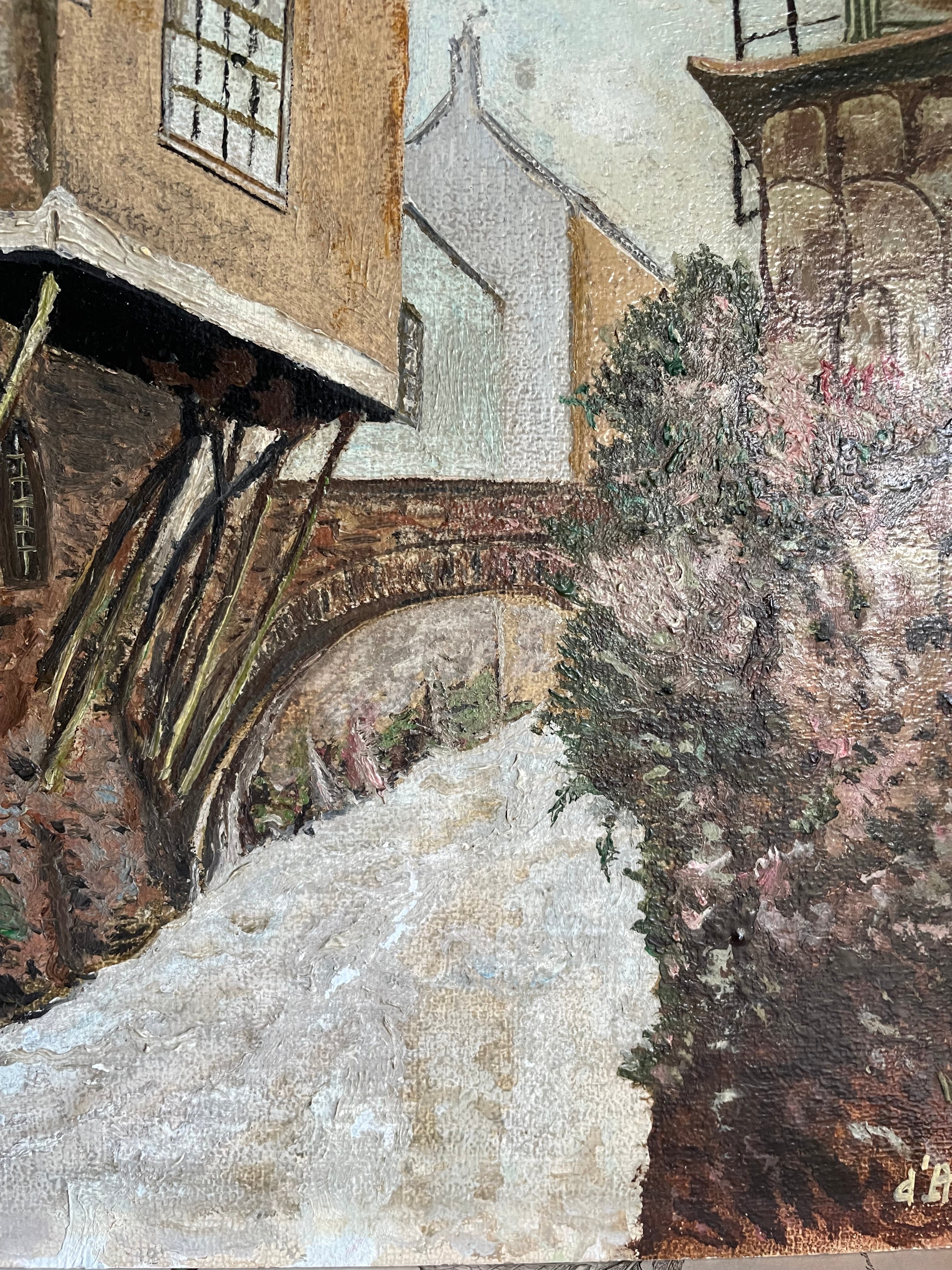 House on Stilts: Vintage Oil on Board