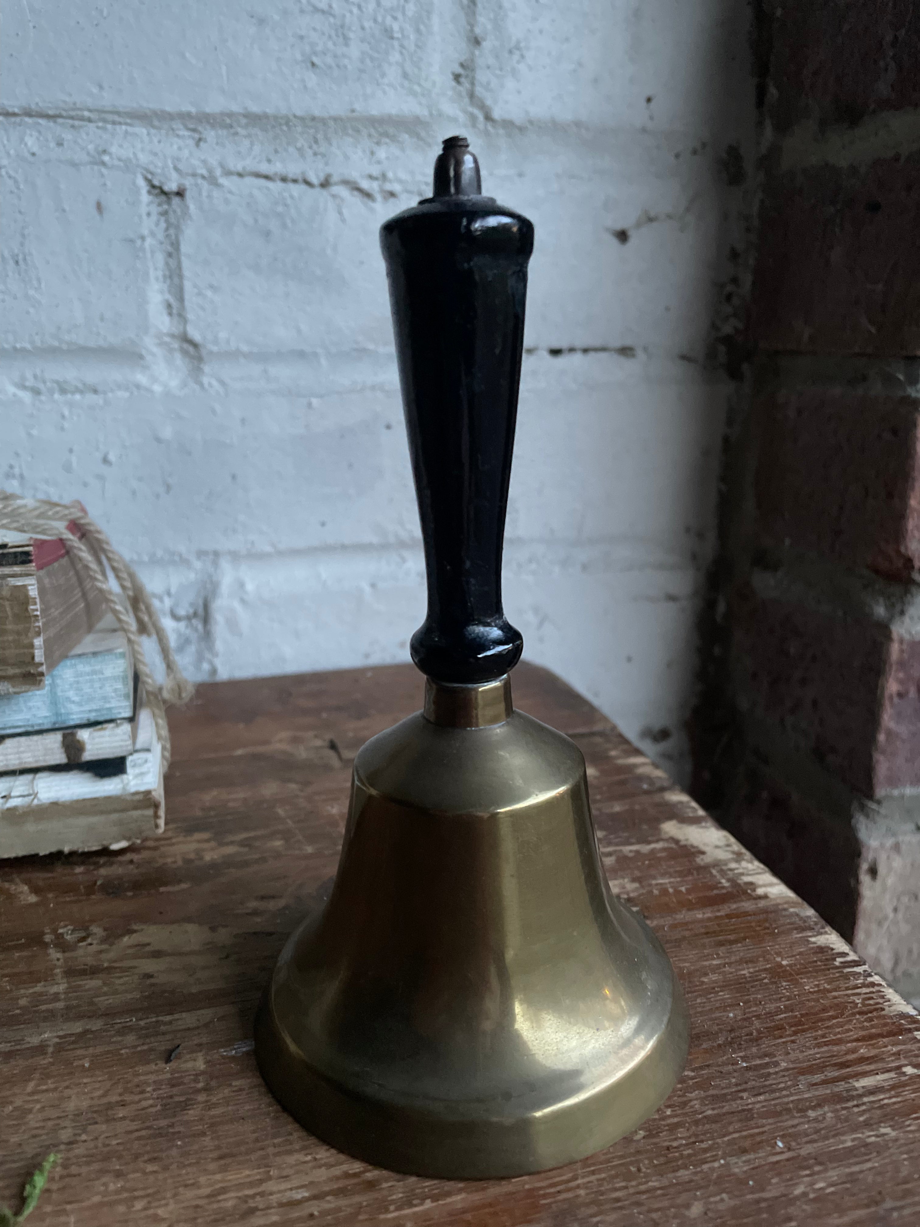 Antique Brass Handbell with Wood Handle