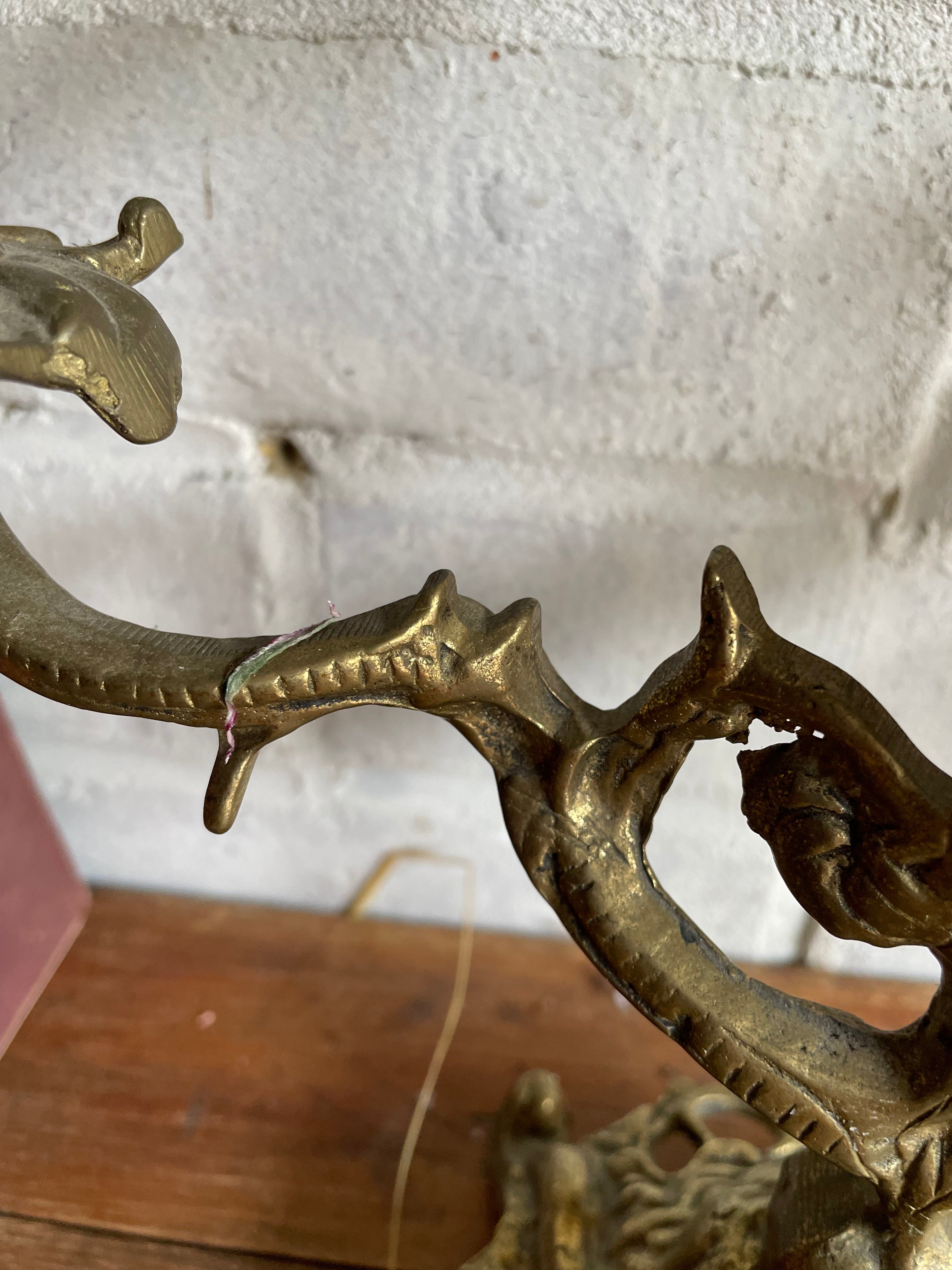 Decorative Faded Brass Candelabra