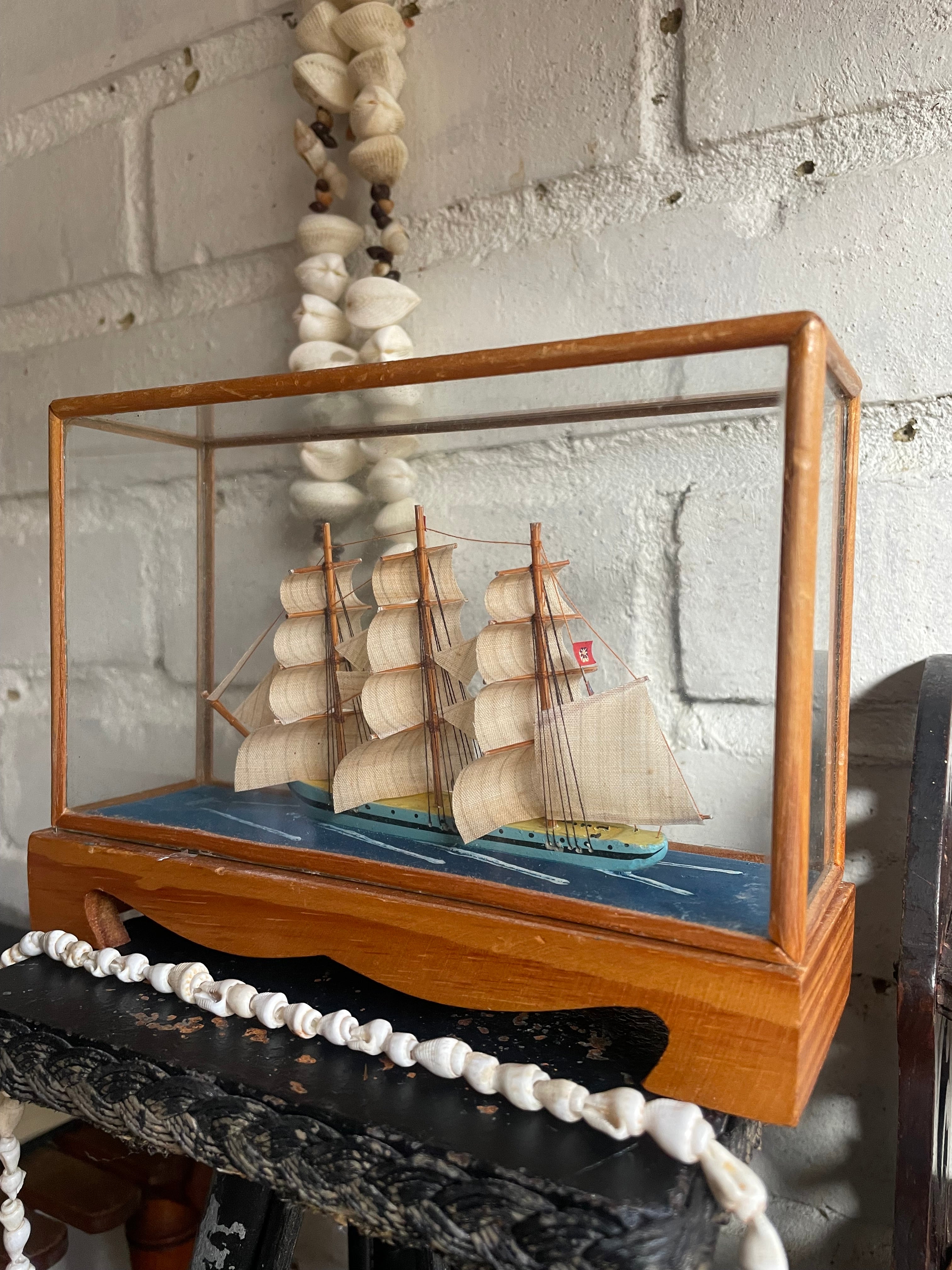Little Miniature Ship in Glass Box