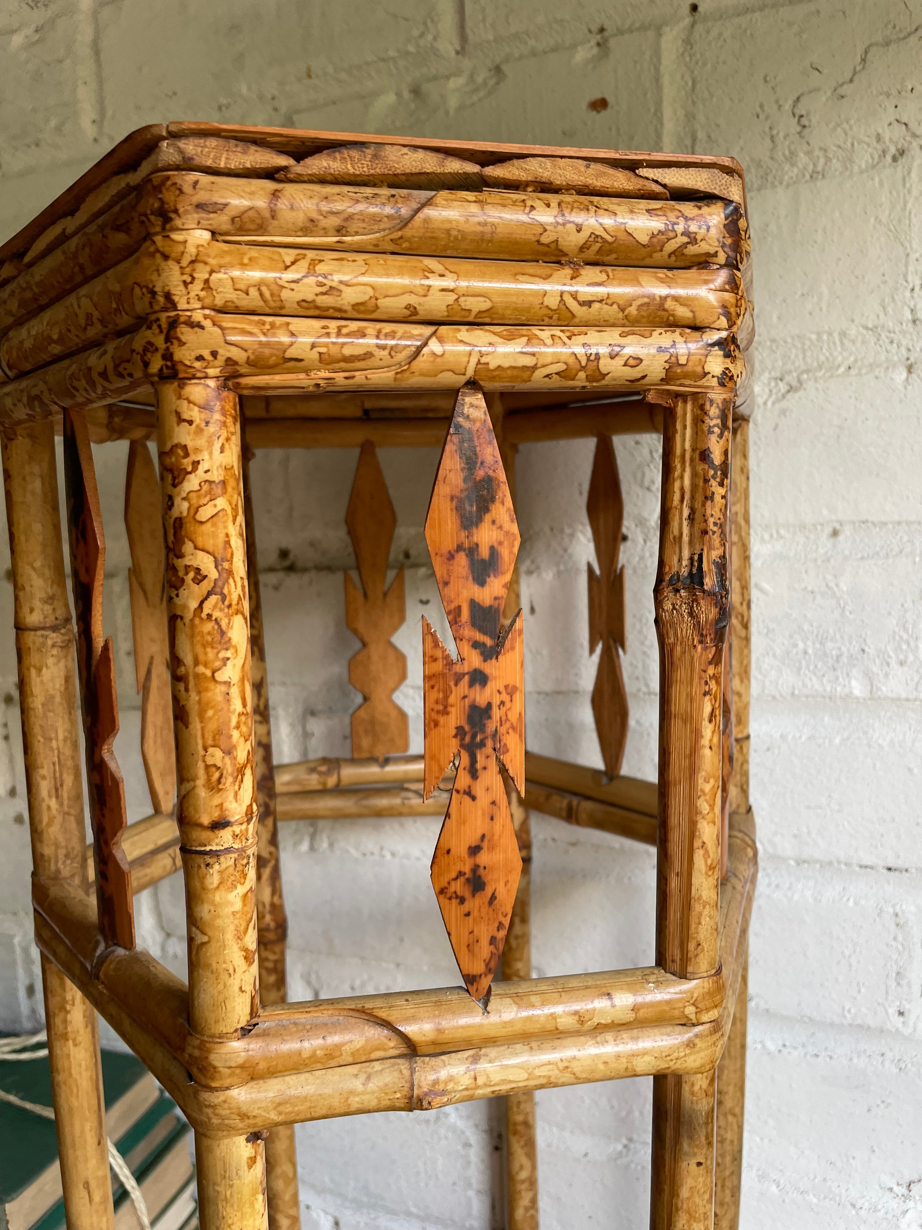 Midcentury Tiger Bamboo Plant Stand