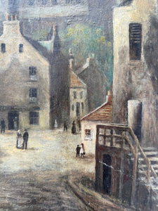 A village in light & shade: 19th Century Scottish School Signed Oil on Canvas