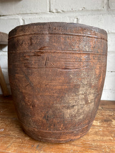 19th Century Hand-Carved Large Grain Pot