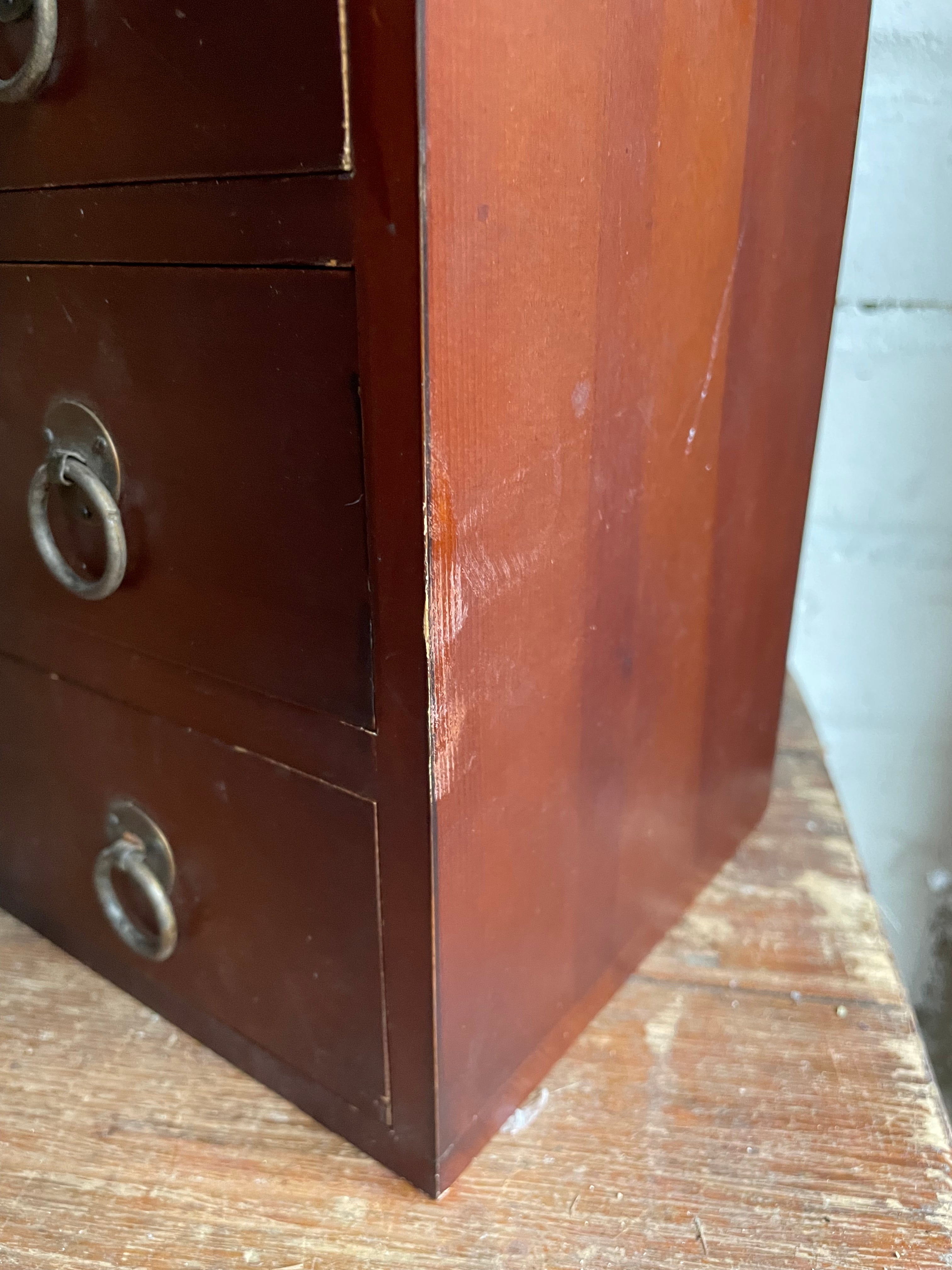 Vintage Miniature Lined Drawers with Metal Handles