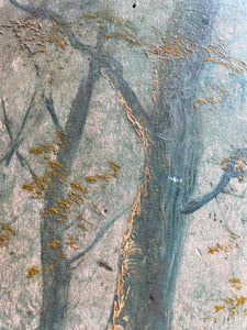 A fisherman amongst the trees: 19th Century Unframed Oil on Wood