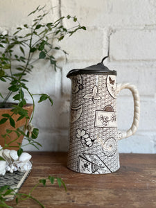 19th Century Aesthetic Movement Hot Water Pitcher with Pewter Lid