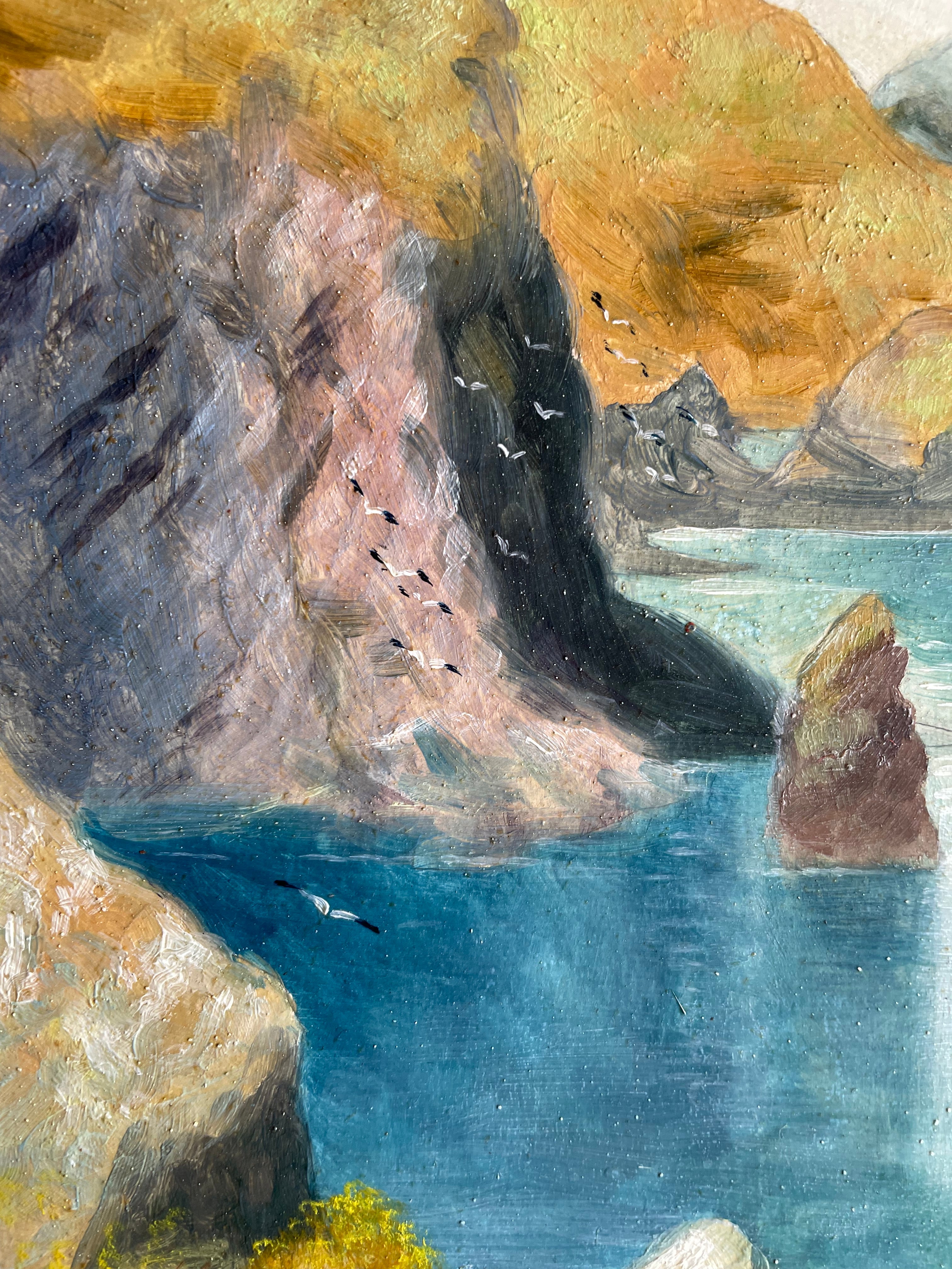 Small Vintage Seascape: Oil on Board