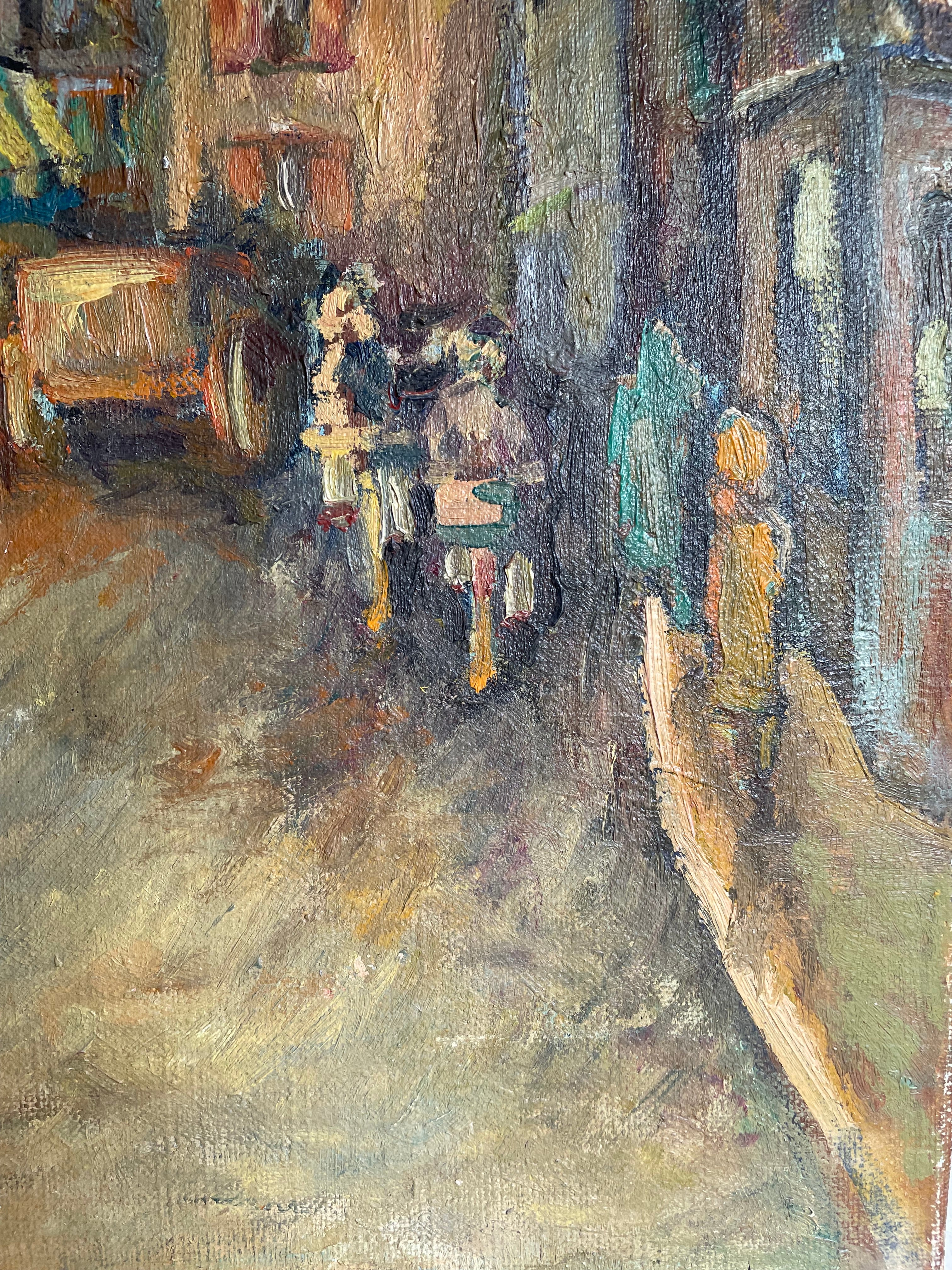 French Market Day: Antique Oil on Stretched Linen