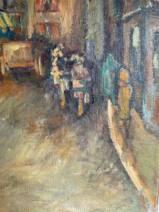 French Market Day: Antique Oil on Stretched Linen