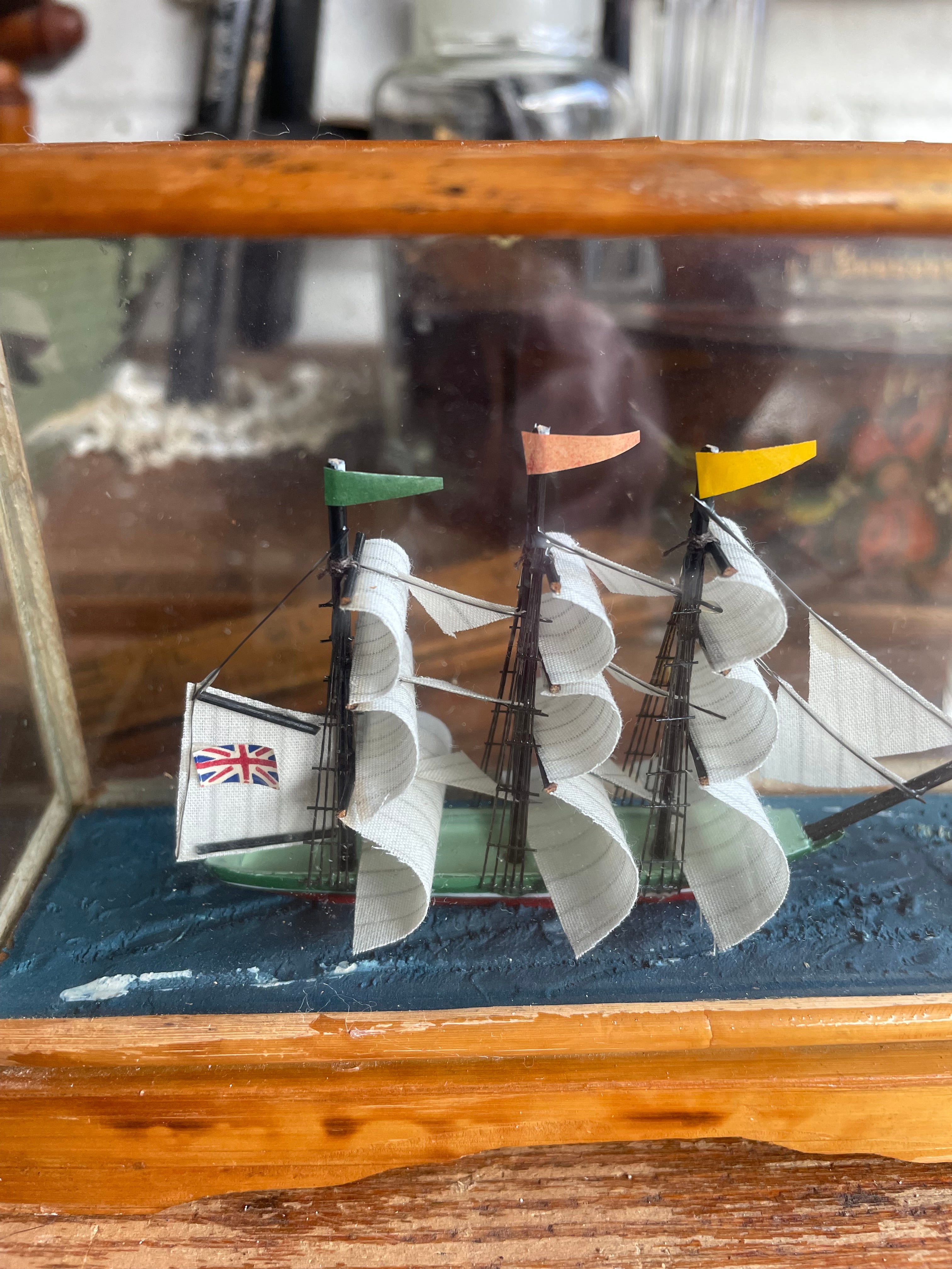 Little Miniature Ship in Glass Box