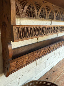 Arts & Crafts Carved Wall Hanging Shelf Circa 1910