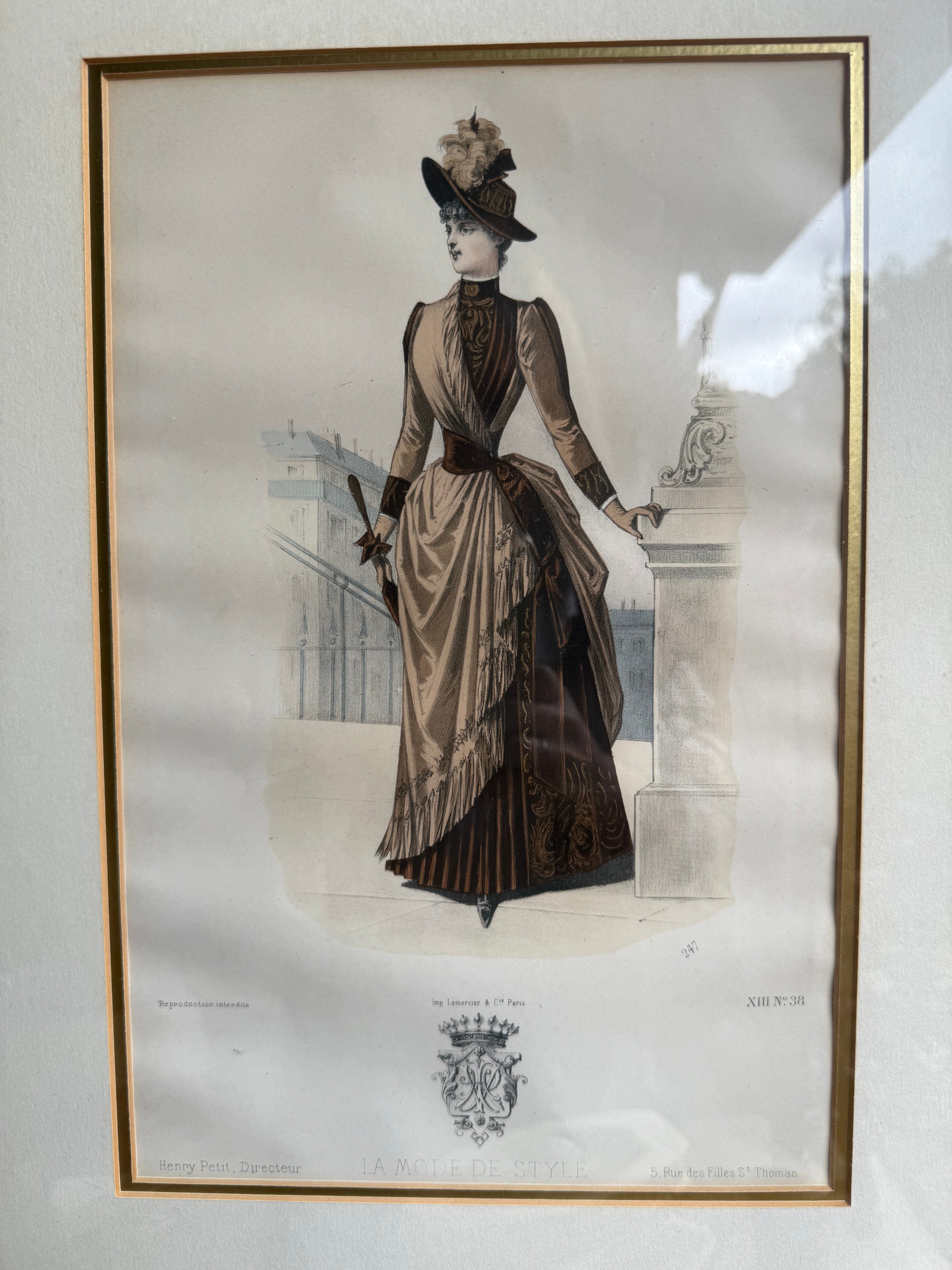 19th Century French Magazine Framed Hand Coloured Illustration - No 38