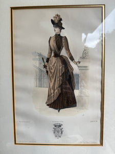 19th Century French Magazine Framed Hand Coloured Illustration - No 38