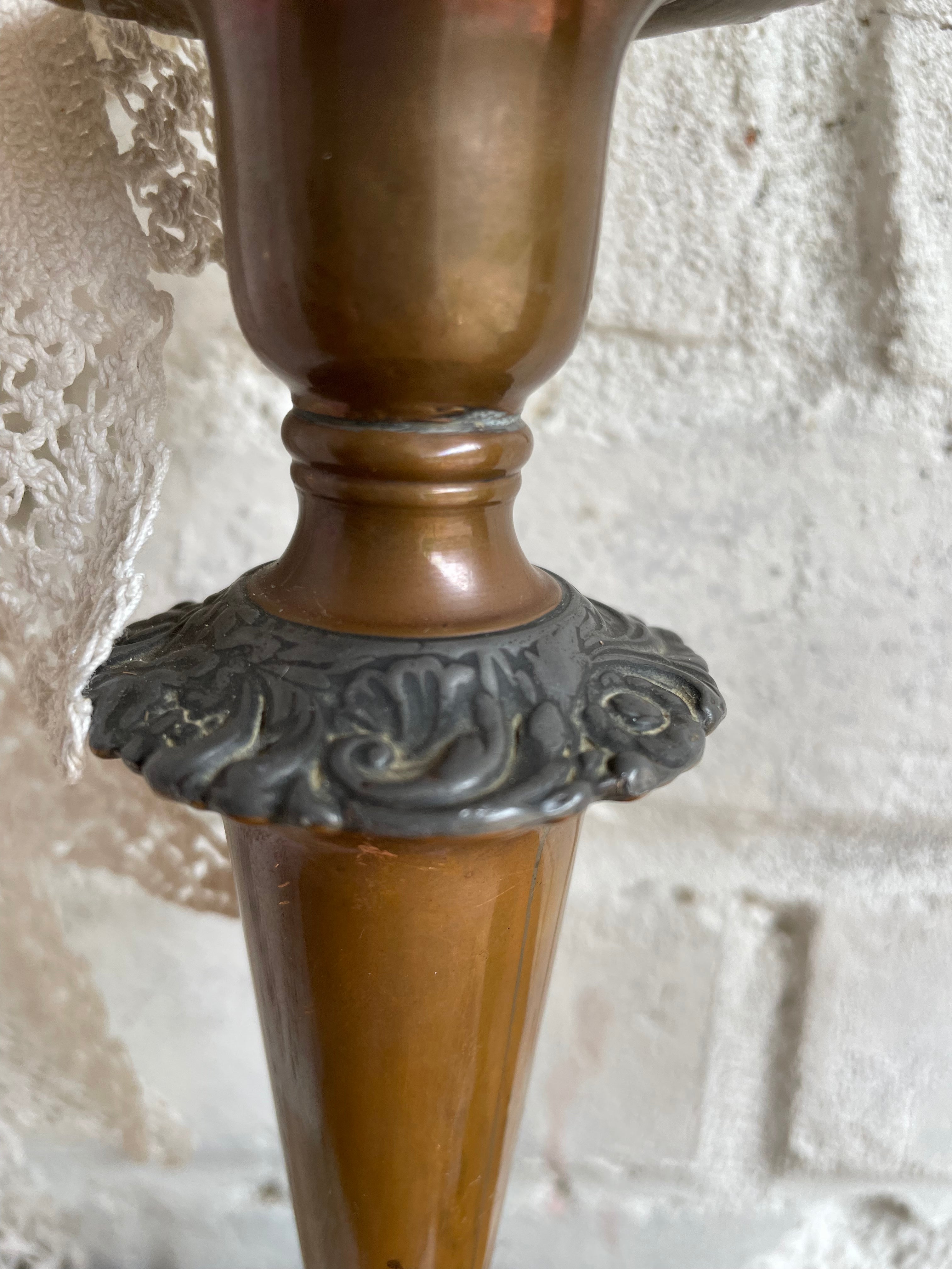 19th Century Copper & Pewter Candlesticks