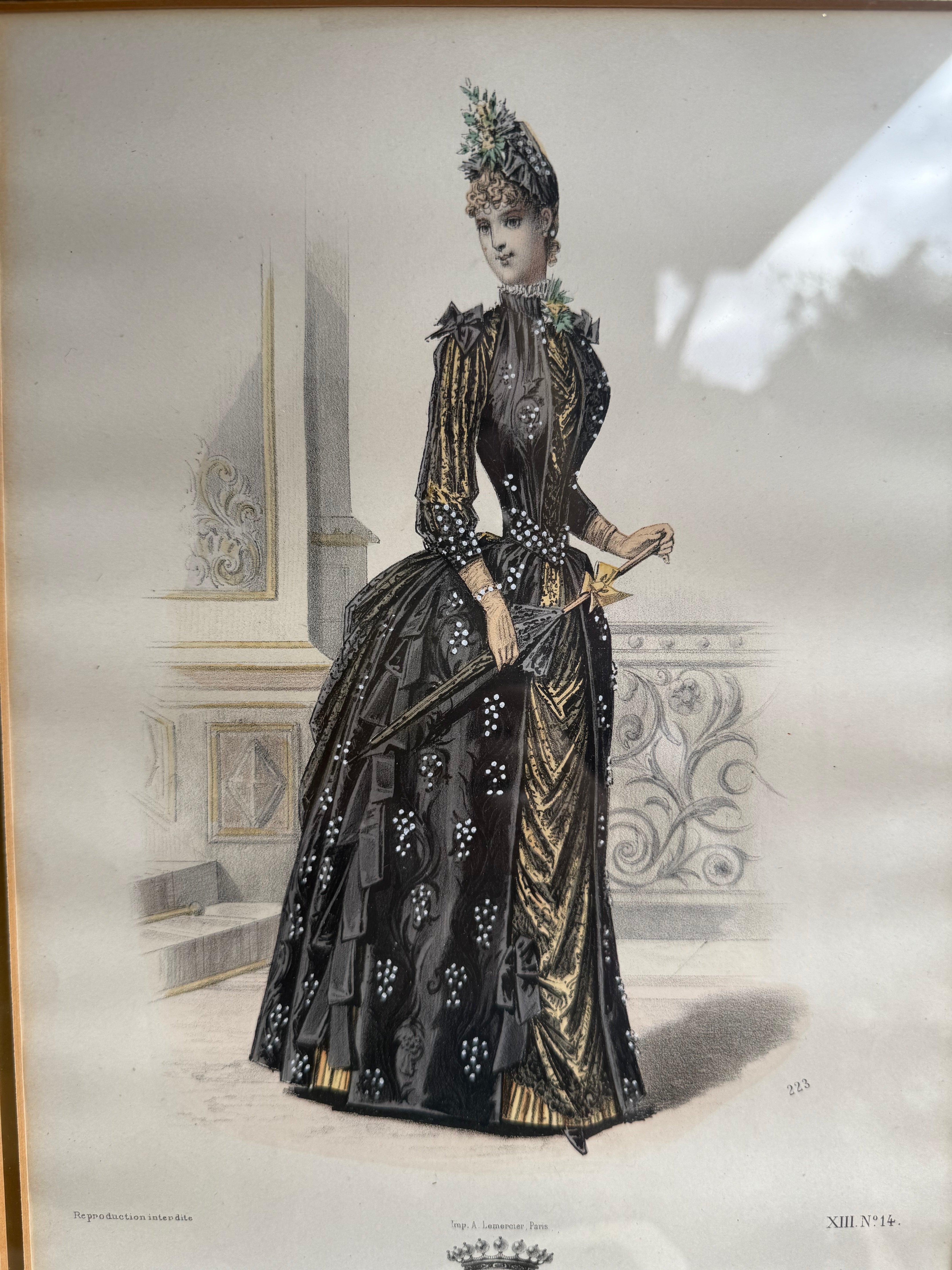 19th Century French Magazine Framed Hand Coloured Illustration - No 14