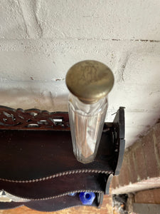 Victorian Silver Plate & Glass Toothbrush Holder with Engraved Initials
