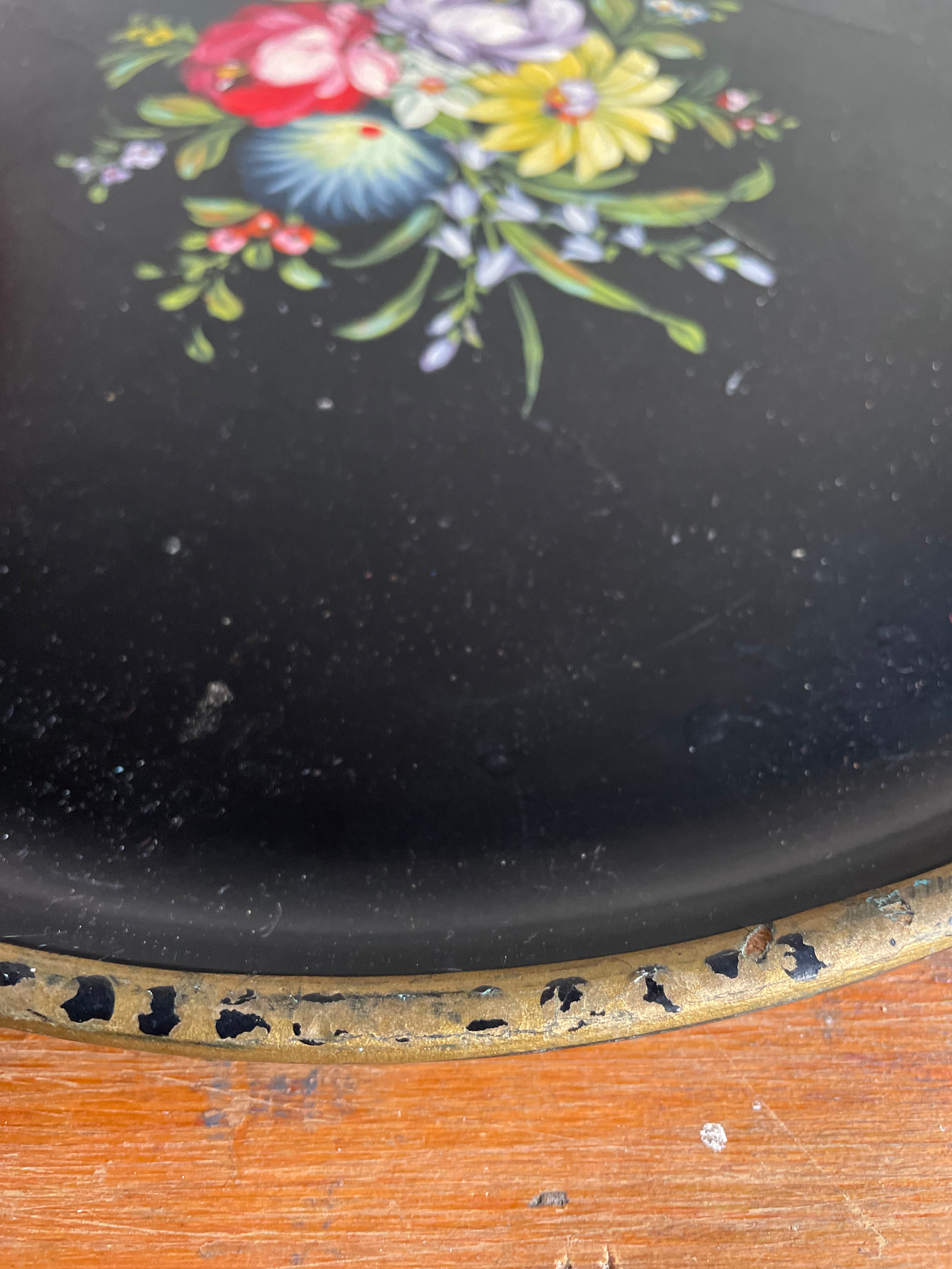 Large Floral Hand-Painted Wooden Tray