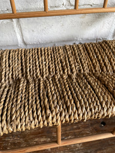 Miniature Pine and Rush Twine Bench