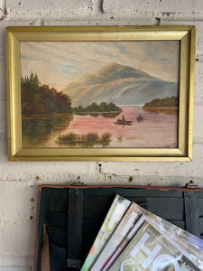 Pink Lake: Oil on Canvas Signed 1909