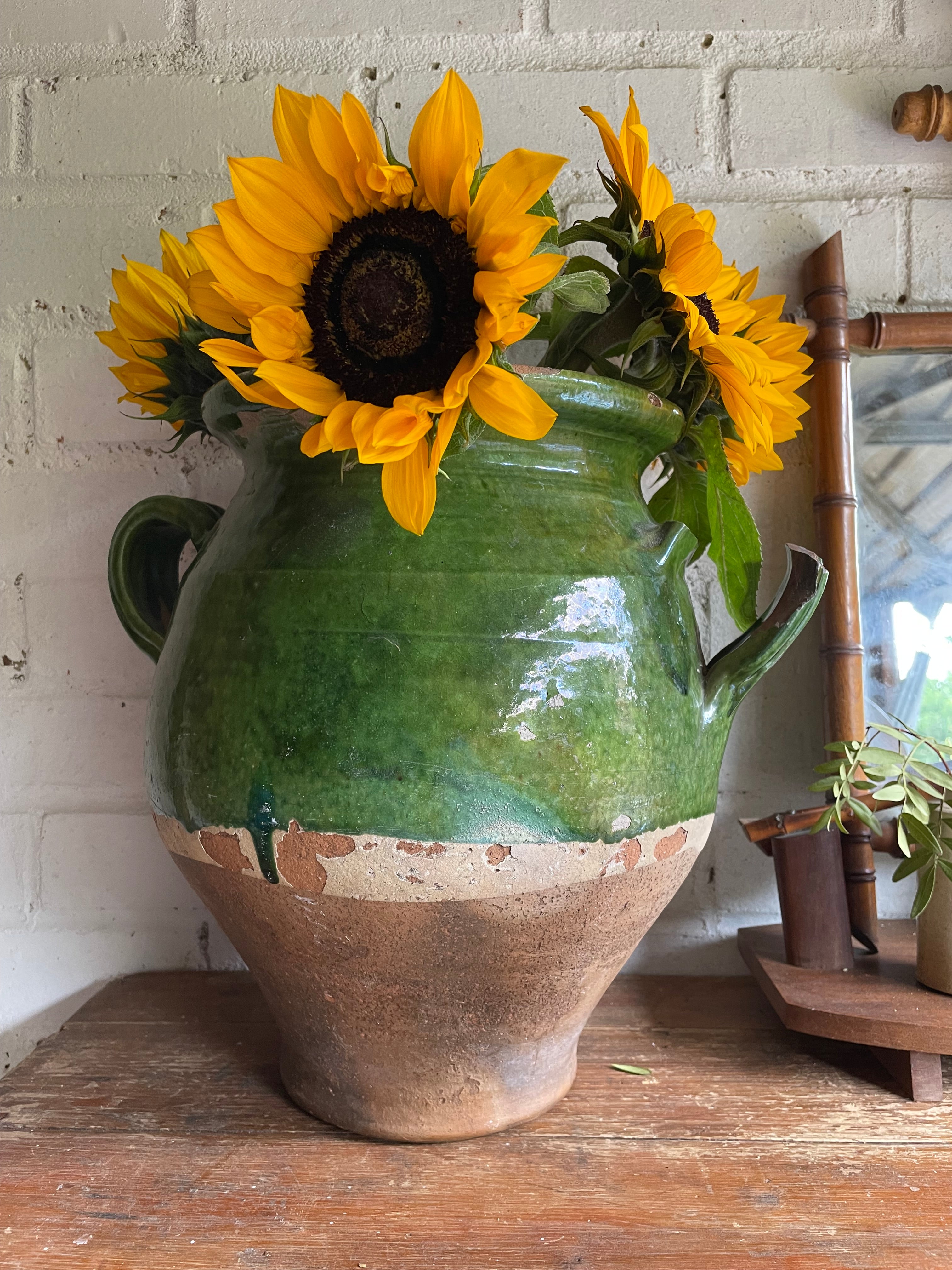 Large 19th Century French Green Confit Pot