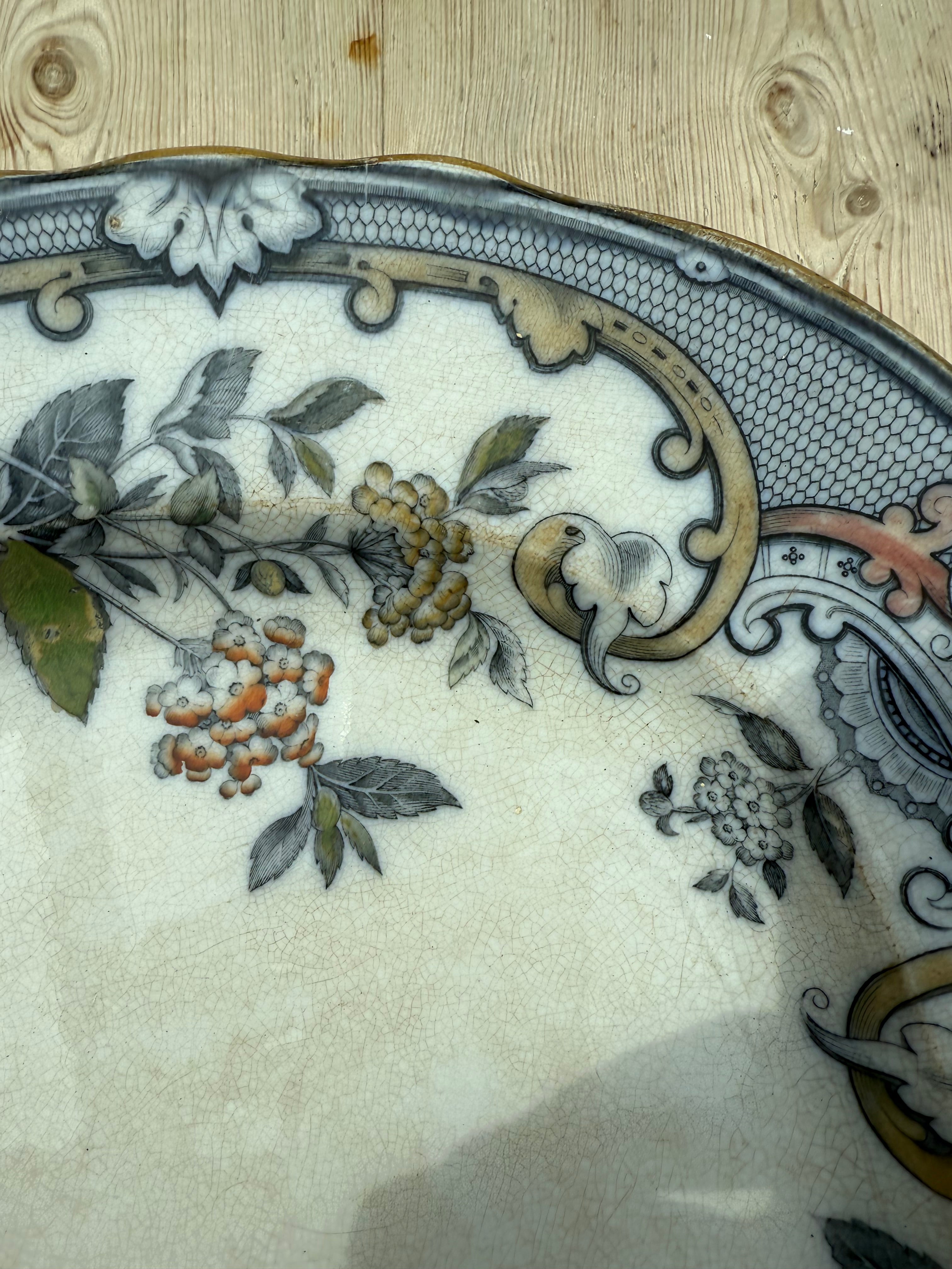 Large 19th Century Pinder, Bourne & Hope "Malva" Ironstone Platter