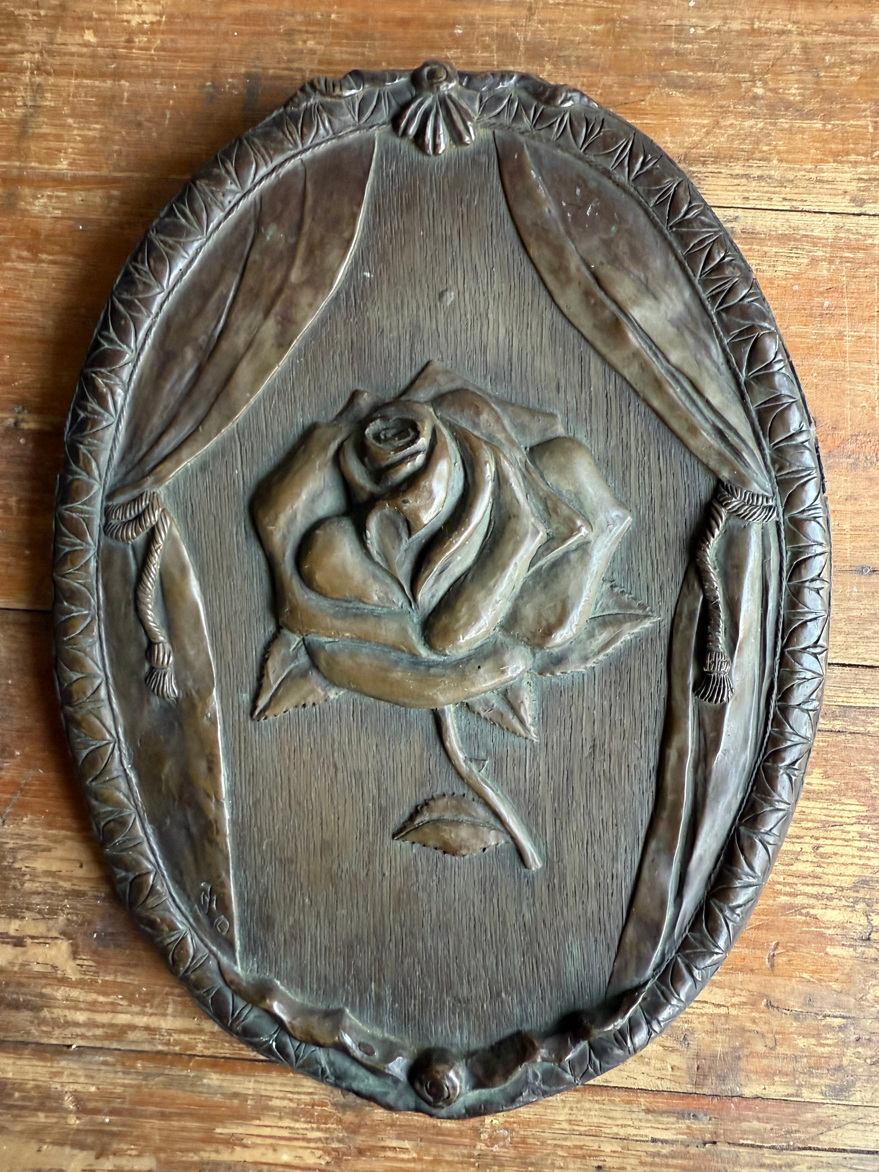 Rose Revealed: 19th Century Wood, Iron and Resin Plaque