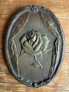Rose Revealed: 19th Century Wood, Iron and Resin Plaque