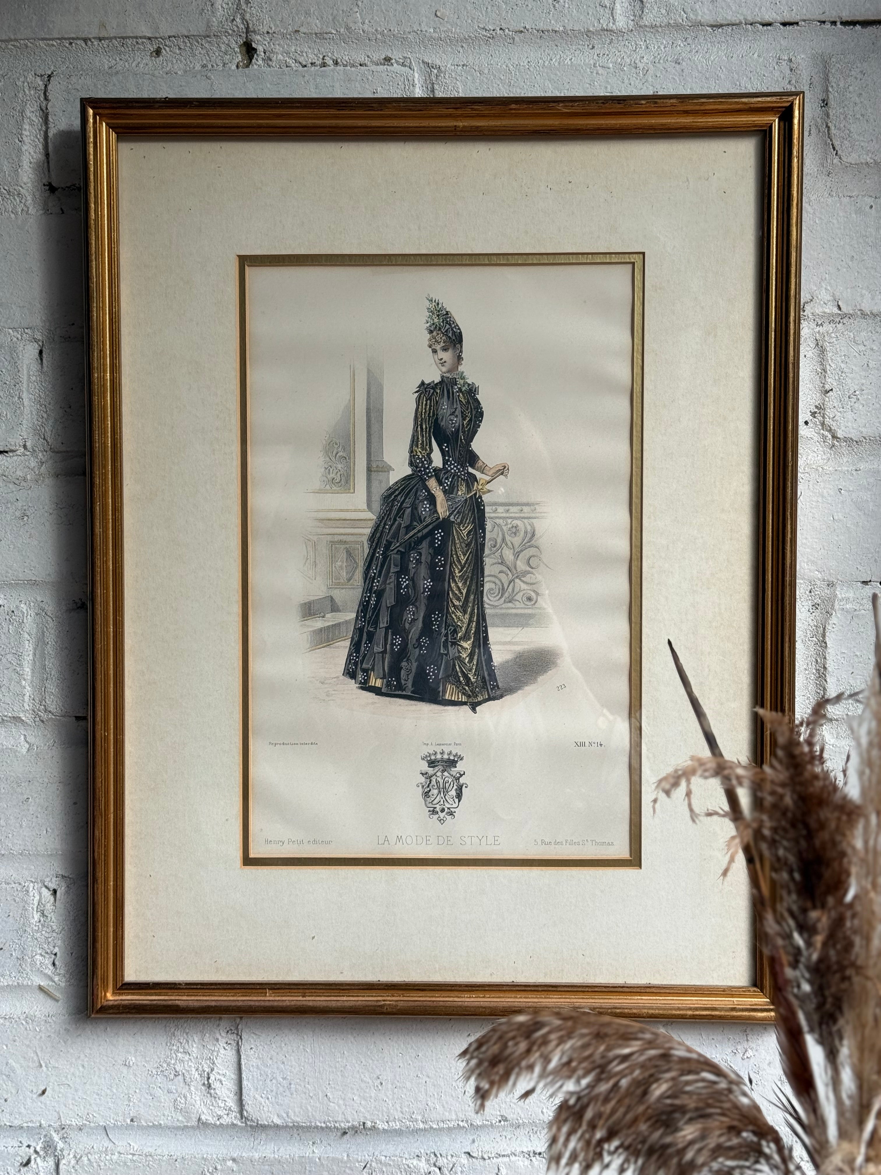 19th Century French Magazine Framed Hand Coloured Illustration - No 14