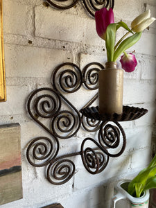 Vintage Ironwork Wall Sconce for Candles or Plants