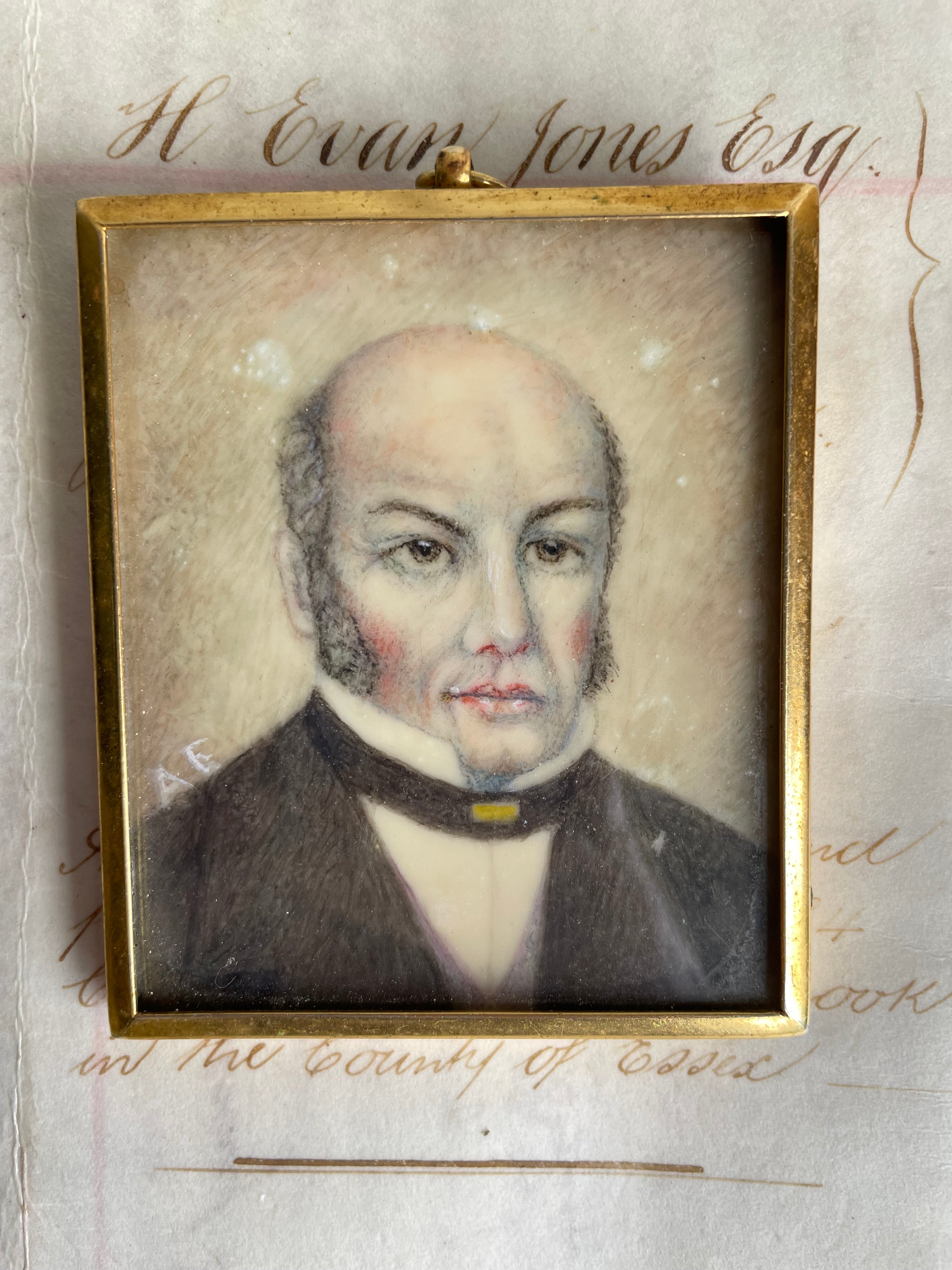 Miniature Early 19th Century Portrait of a Gentleman with Mutton Chop Sideburns: Was £55 now £38.50 at checkout
