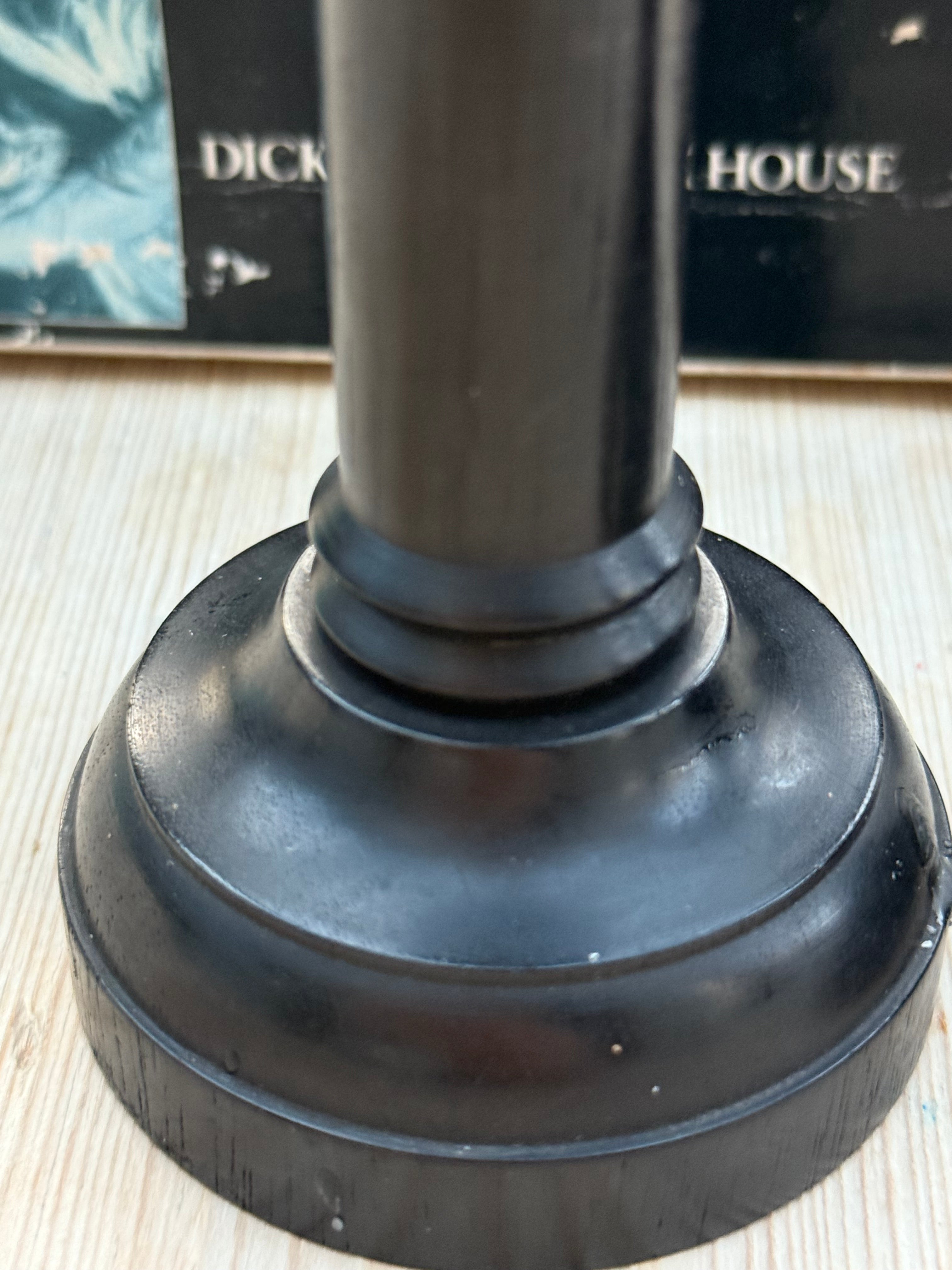 Circa 1880s: Mismatched Small Ebony Wooden Candlesticks