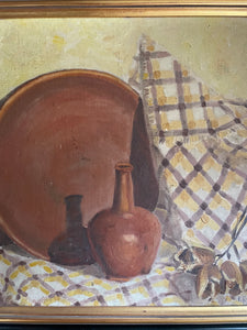 Large Still-Life with Gingham Tablecloth signed and dated 1927