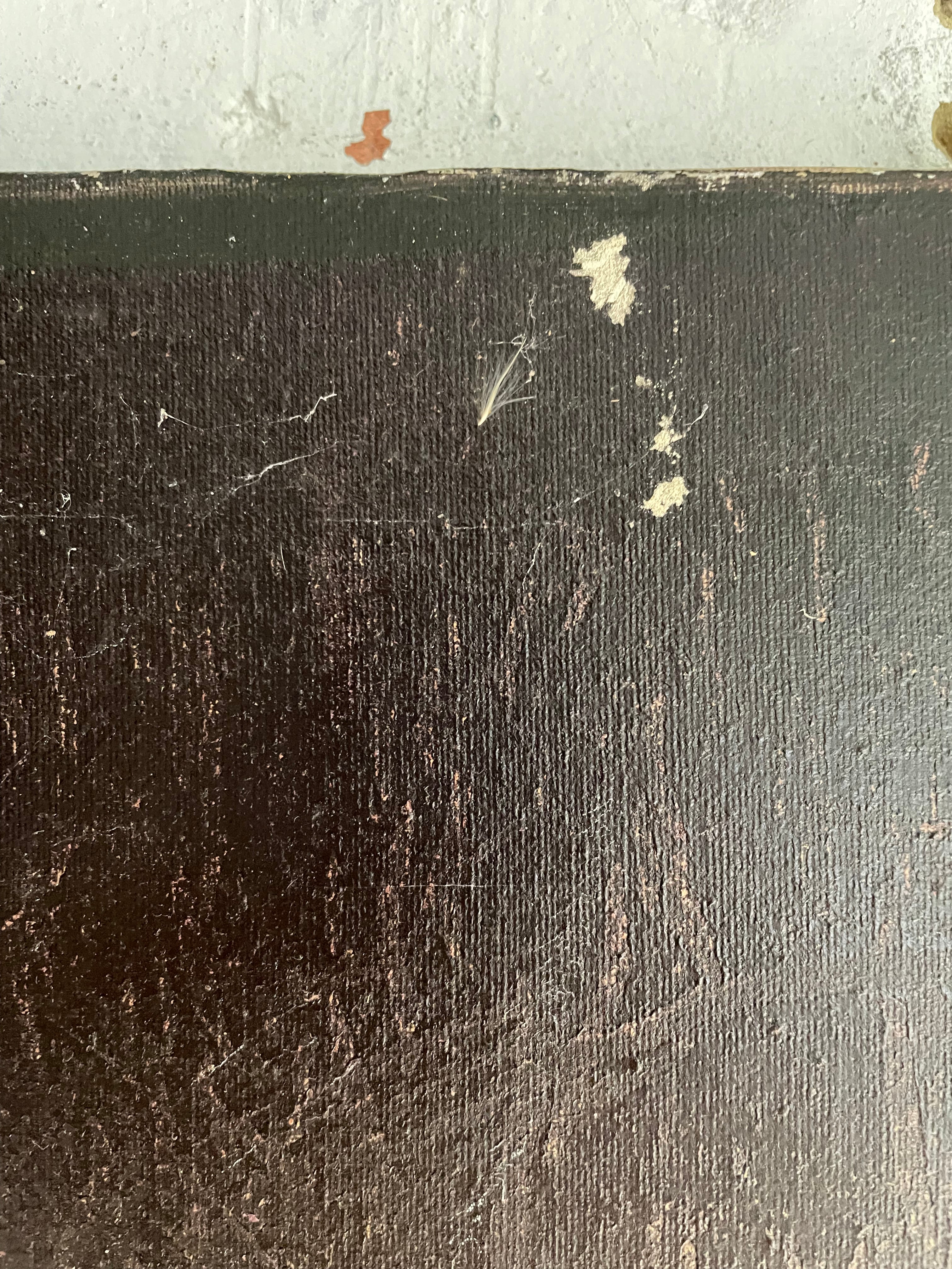 Large Antique Fruit Still Life:  Timeworn Oil on Canvas