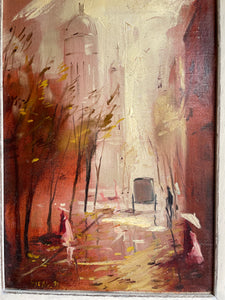 A Victorian London Street Scene: Oil on Canvas