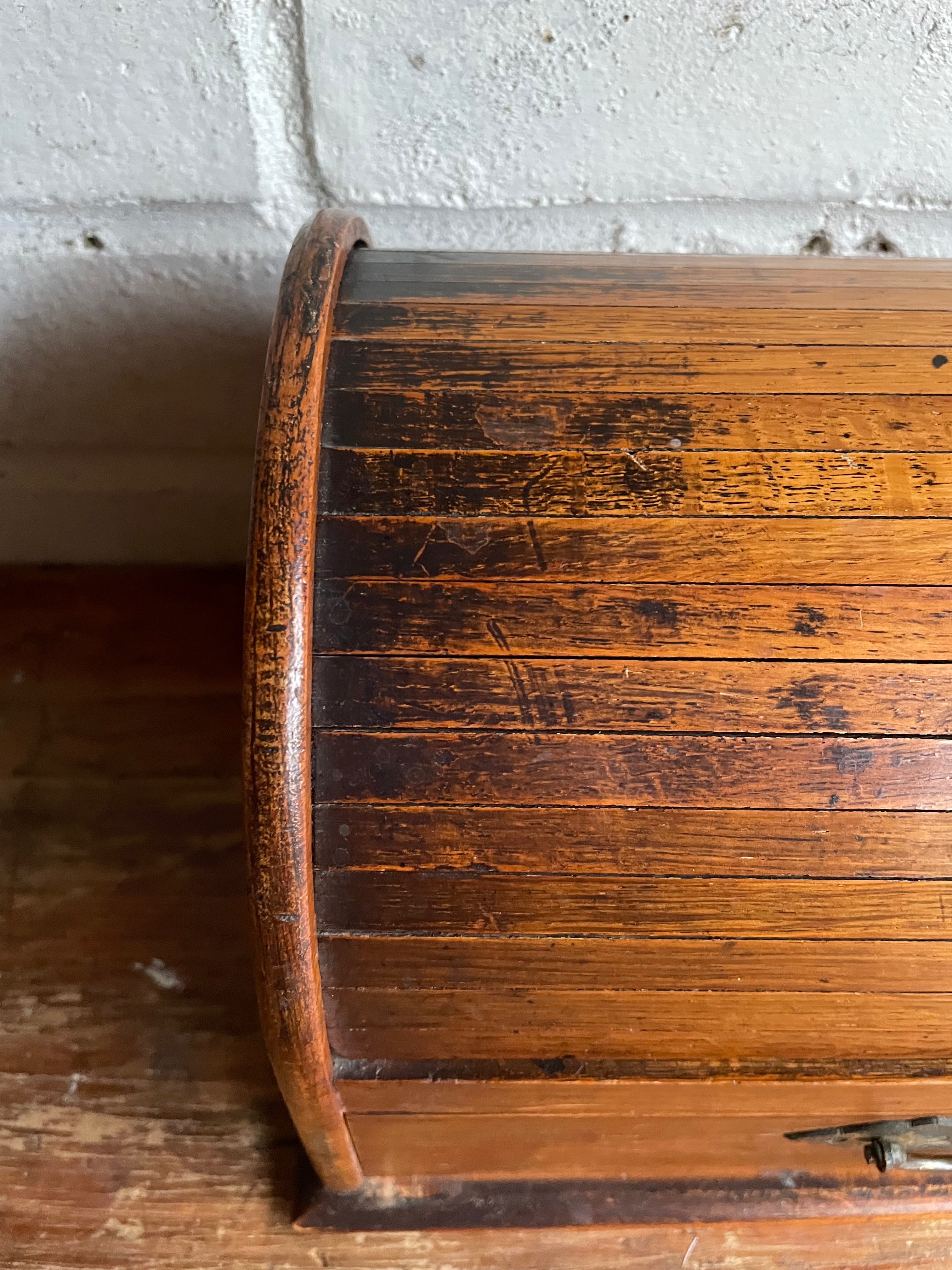 19th Century Oak Tambour Roll Top Stationary Cabinet