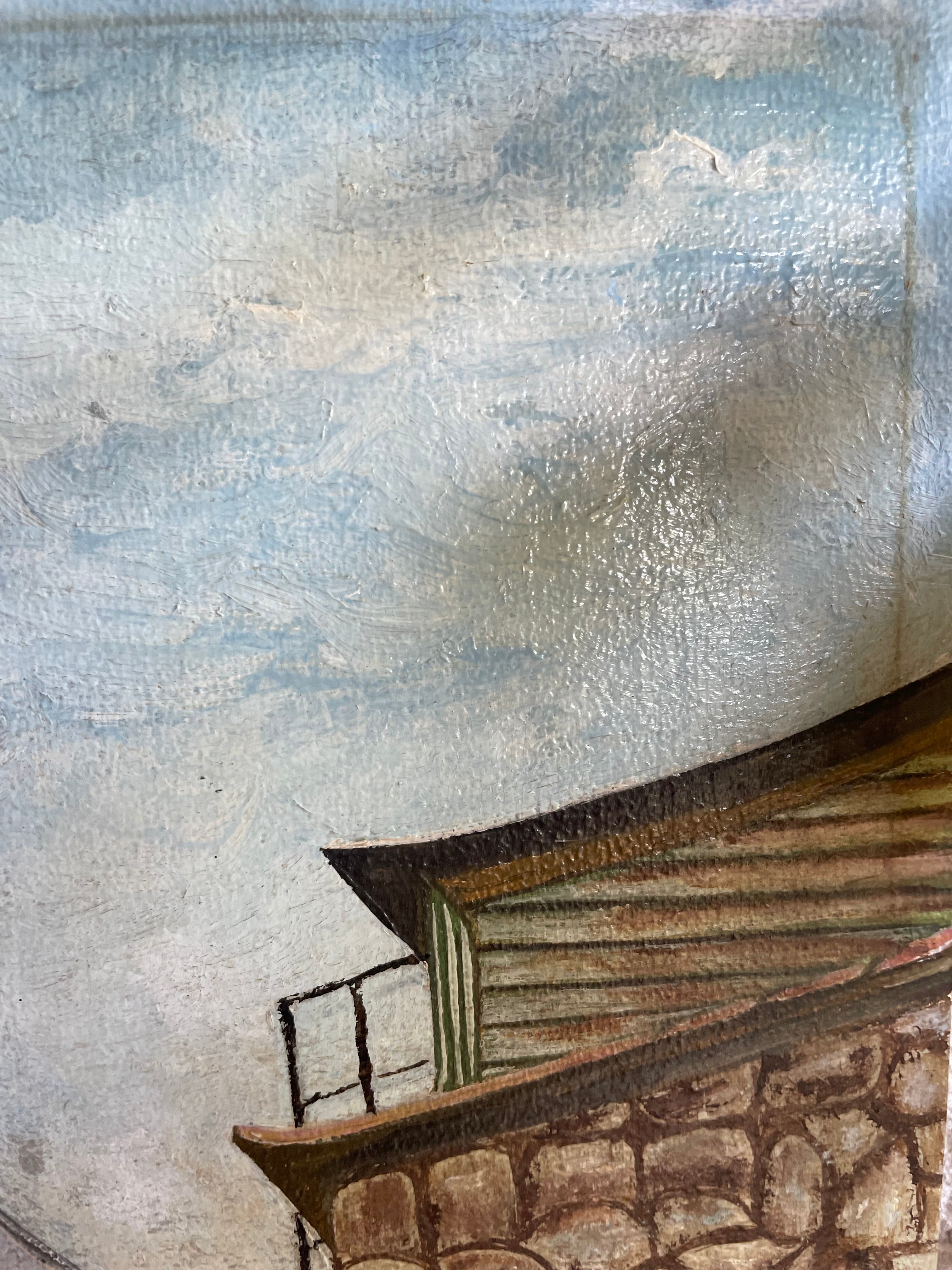 House on Stilts: Vintage Oil on Board