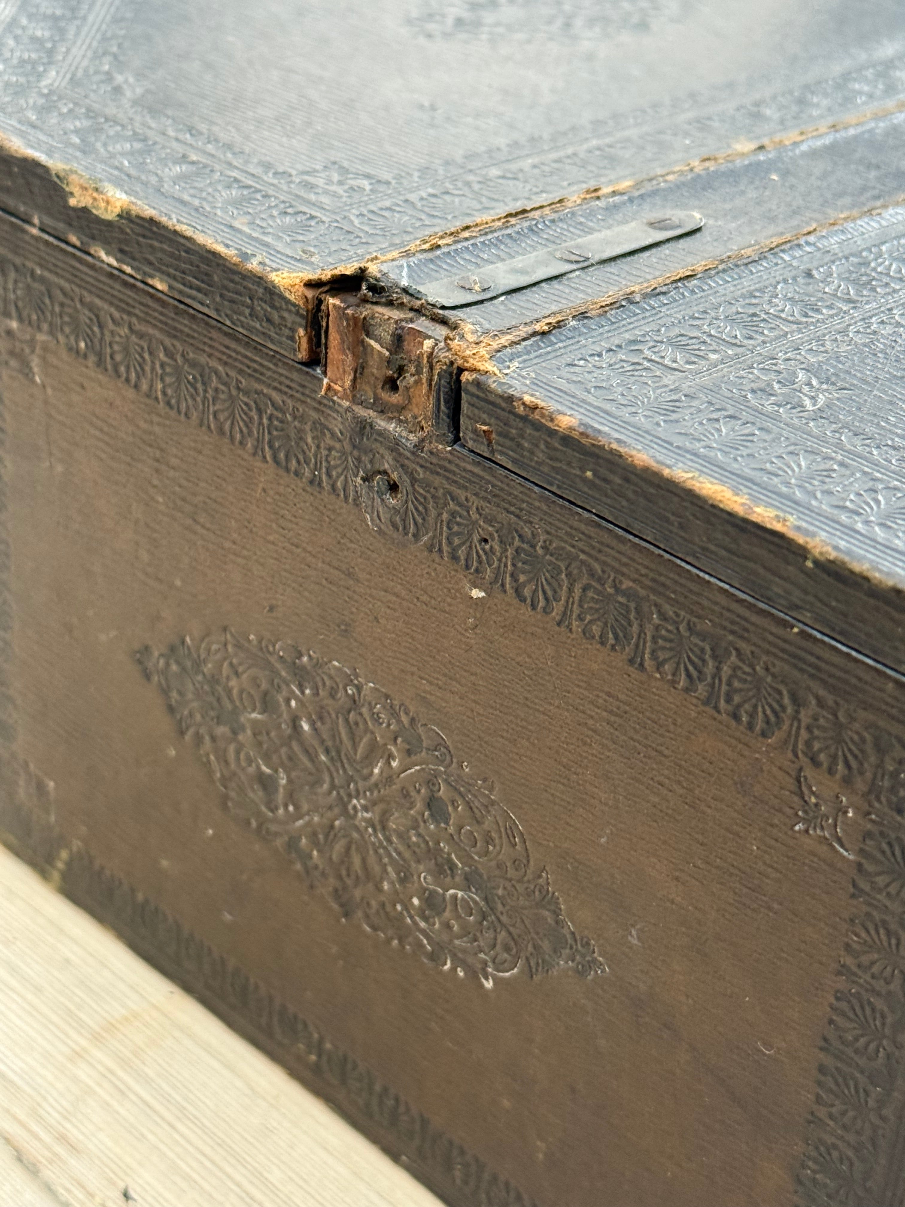 Circa 1880s: Embossed Faux Leather Double-Sided Box