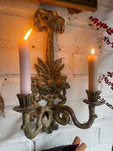French Cast Iron Wall Candle Sconce