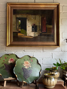 Still Life with an Open Door: Oil on Canvas with Gilt Frame