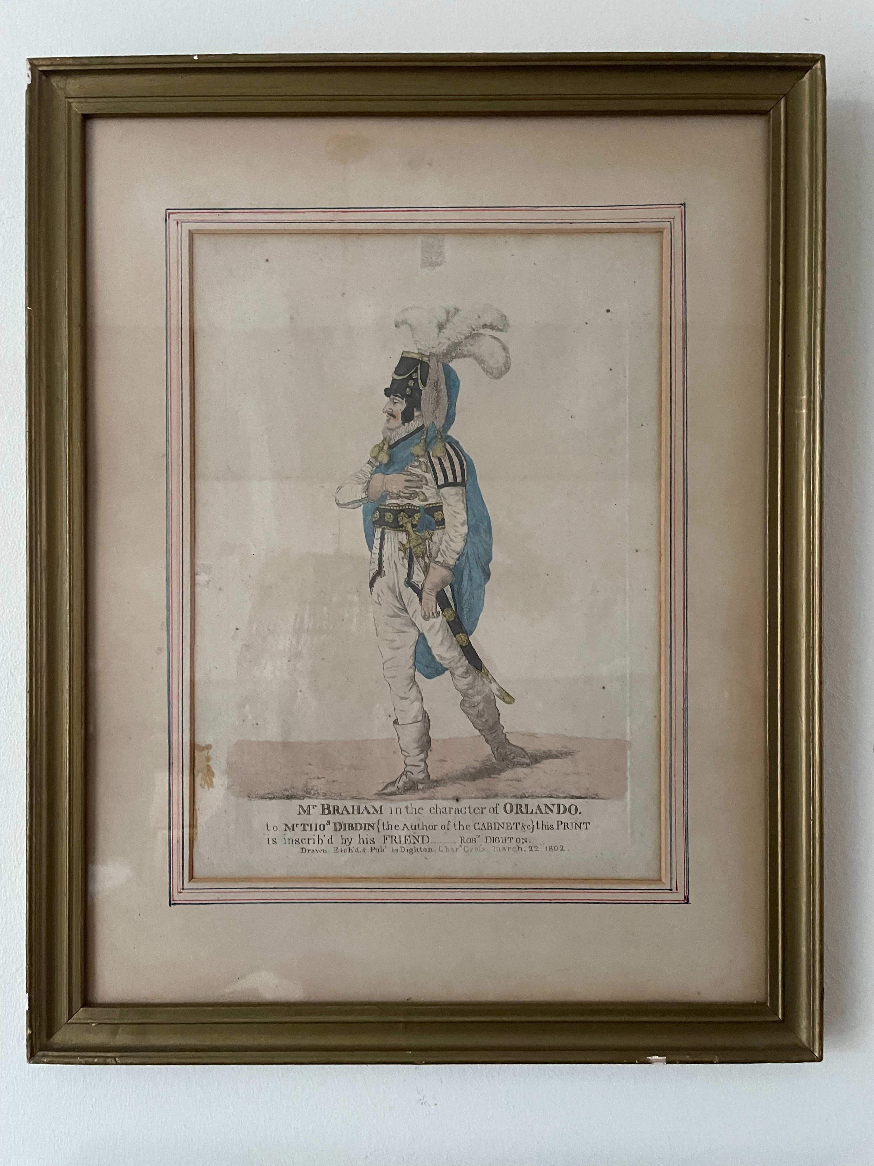Pair of 1800s Framed Theatrical Coloured Lithographs